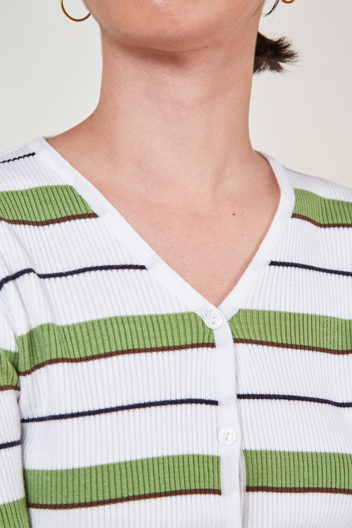 Ivory and green striped knit top_3
