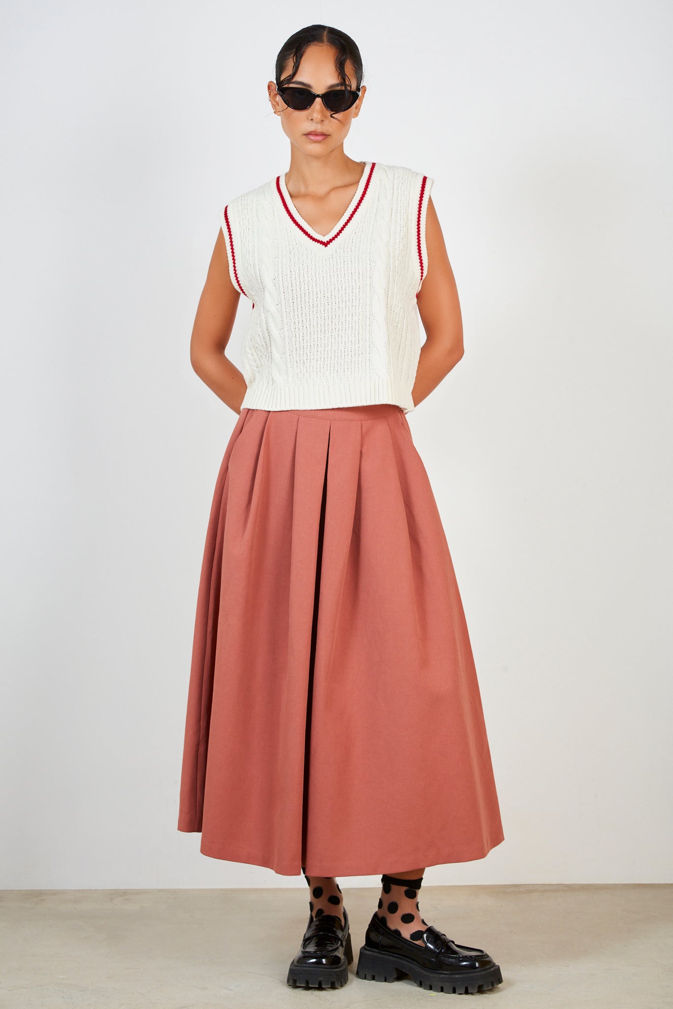 Ivory and red varsity trim sweater vest_3