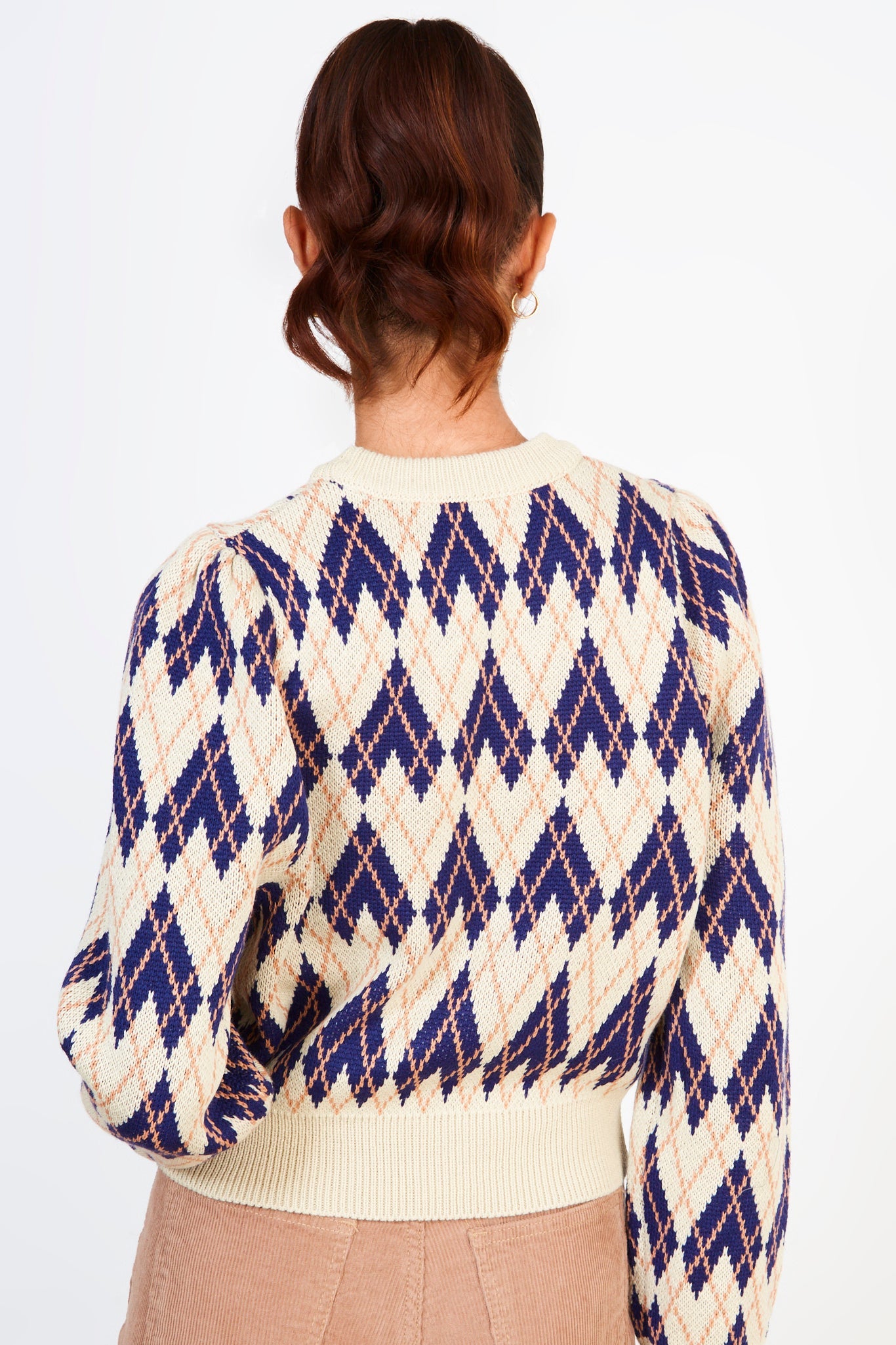 Ivory blue and camel diamond argyle jumper_2