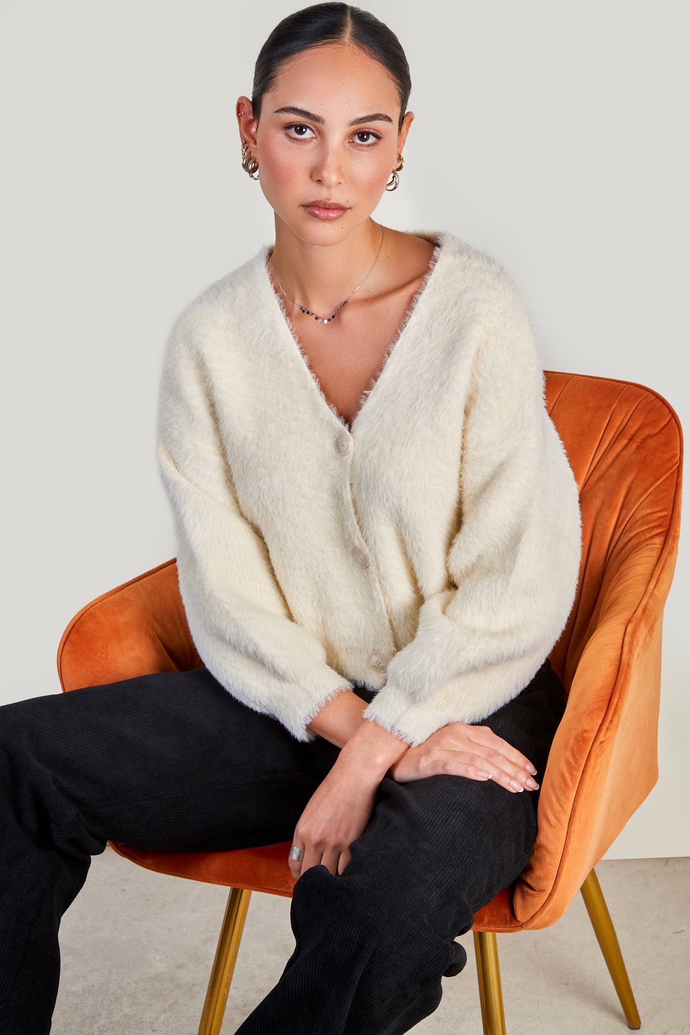 Ivory fuzzy button up cardigan_5