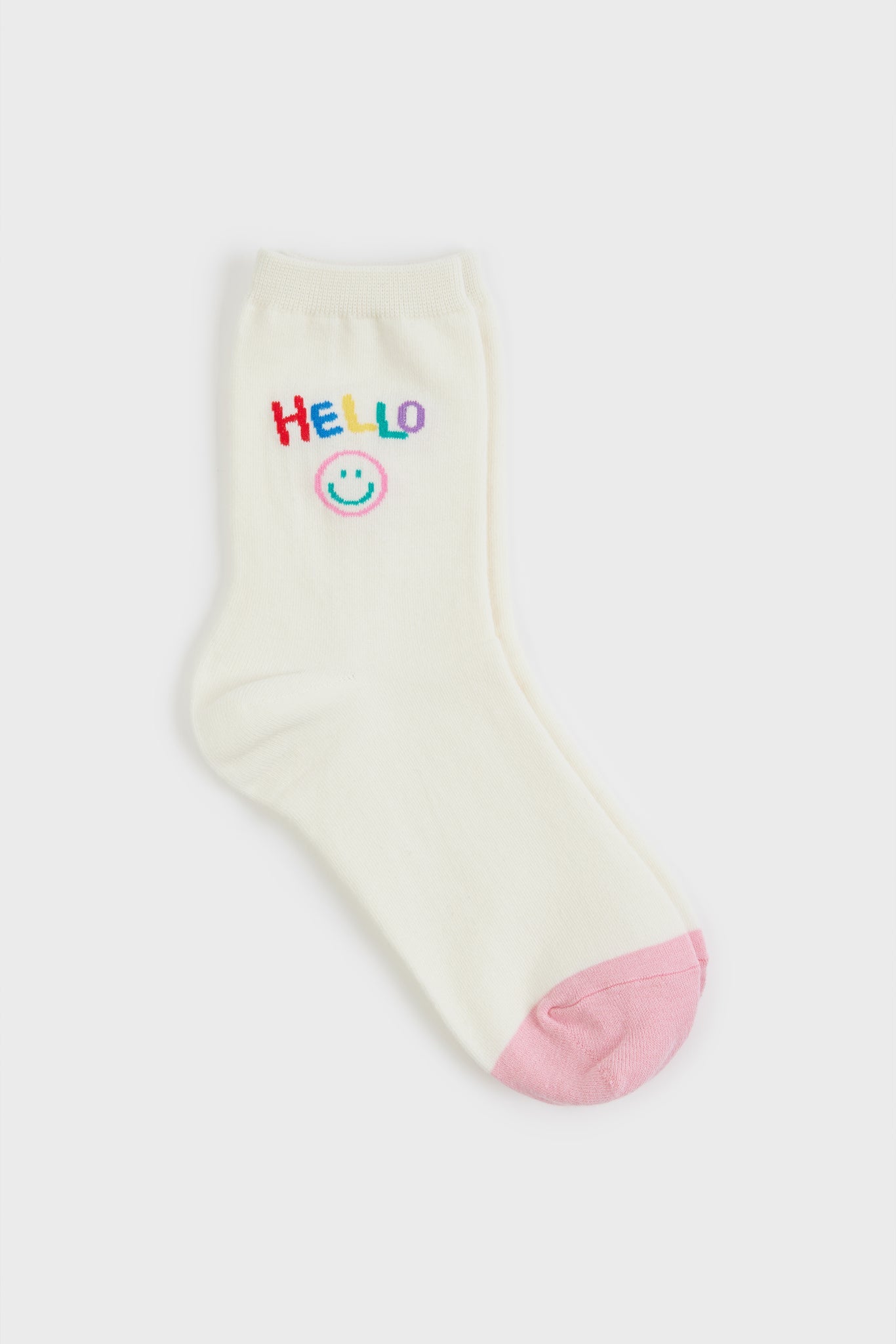 Ivory hello smiley face socks_2
