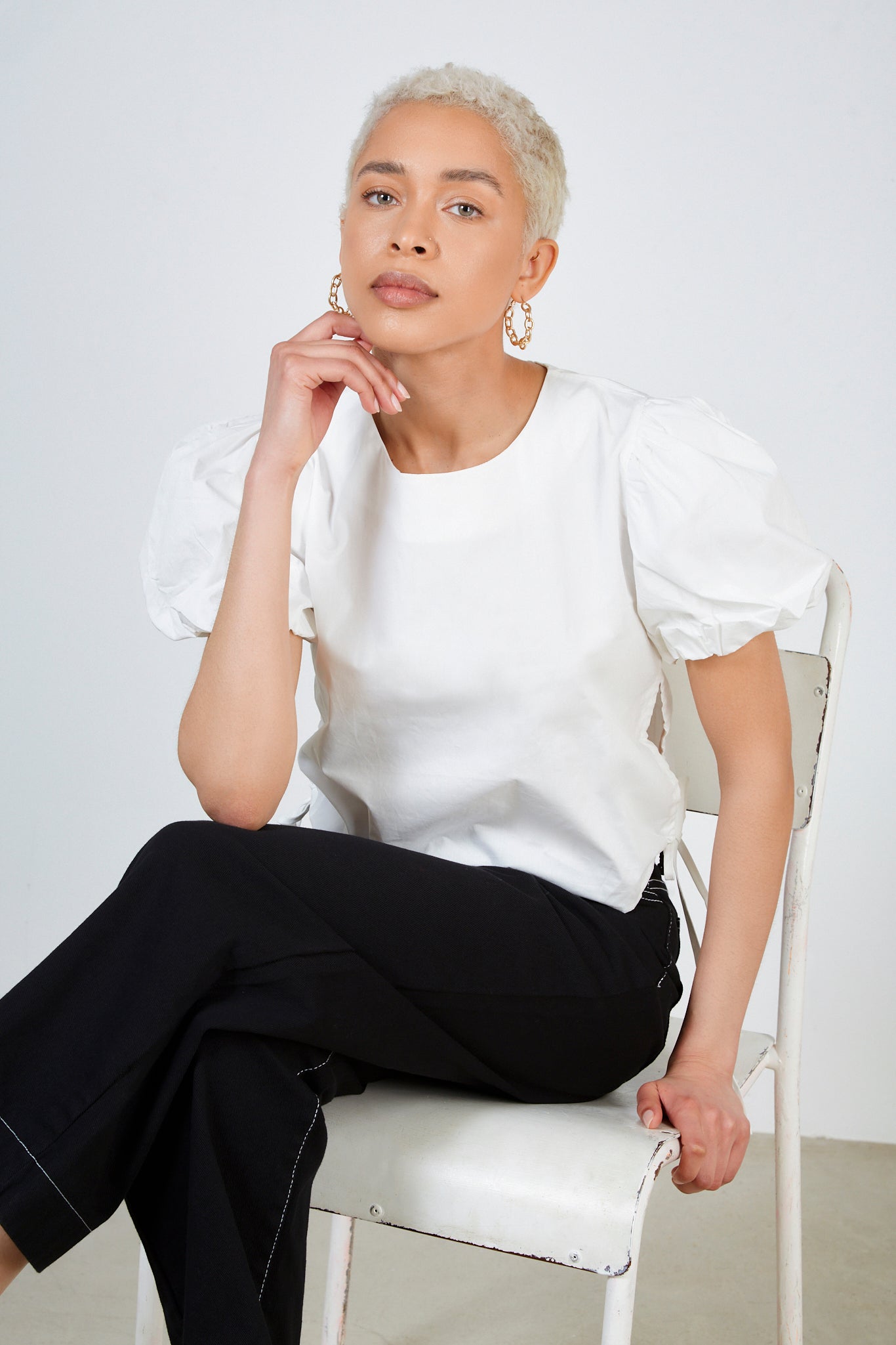 Ivory puff sleeve tie side top_6