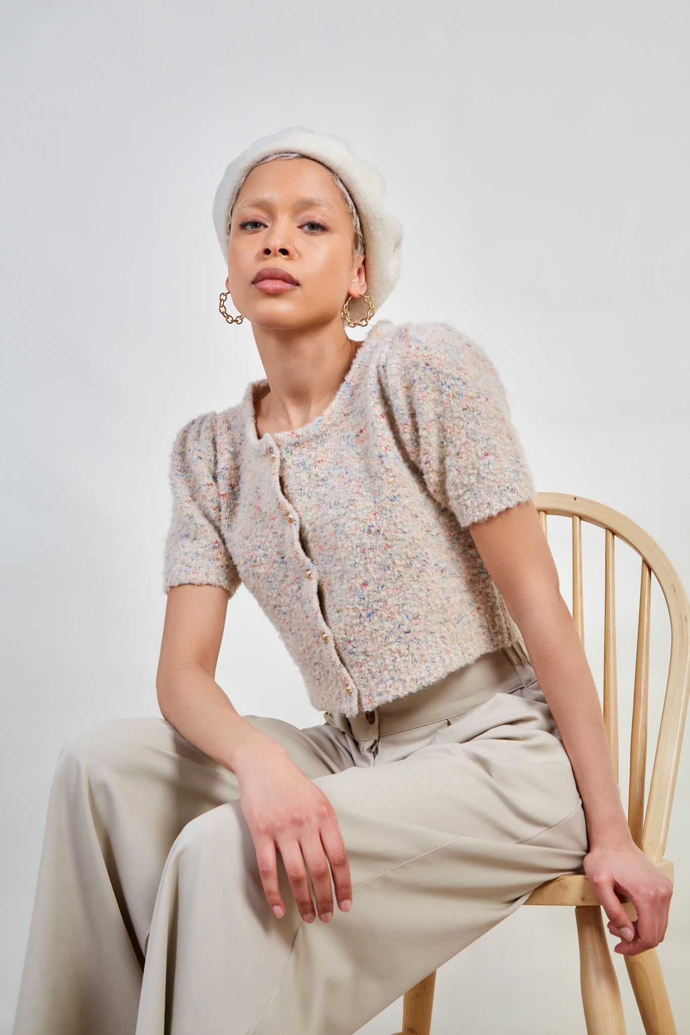 Ivory rainbow fleck wool blend cardigan_5