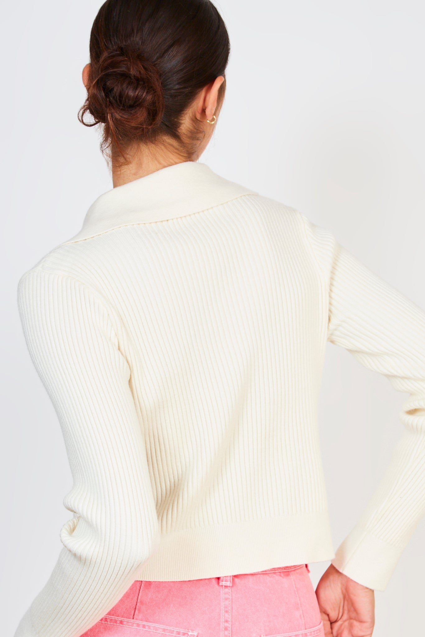 Ivory ribbed double zip cardigan_2
