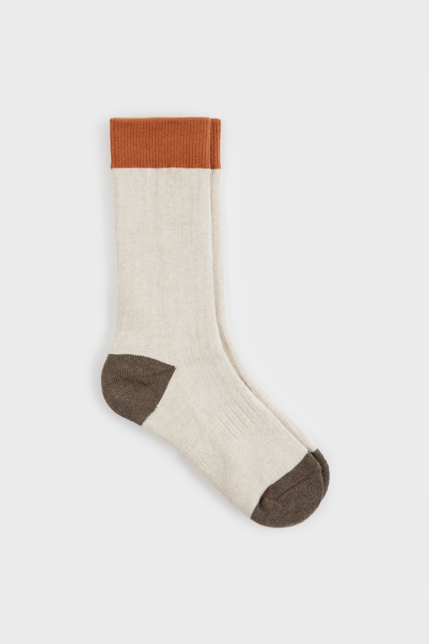 Ivory ribbed tricolour block socks_2