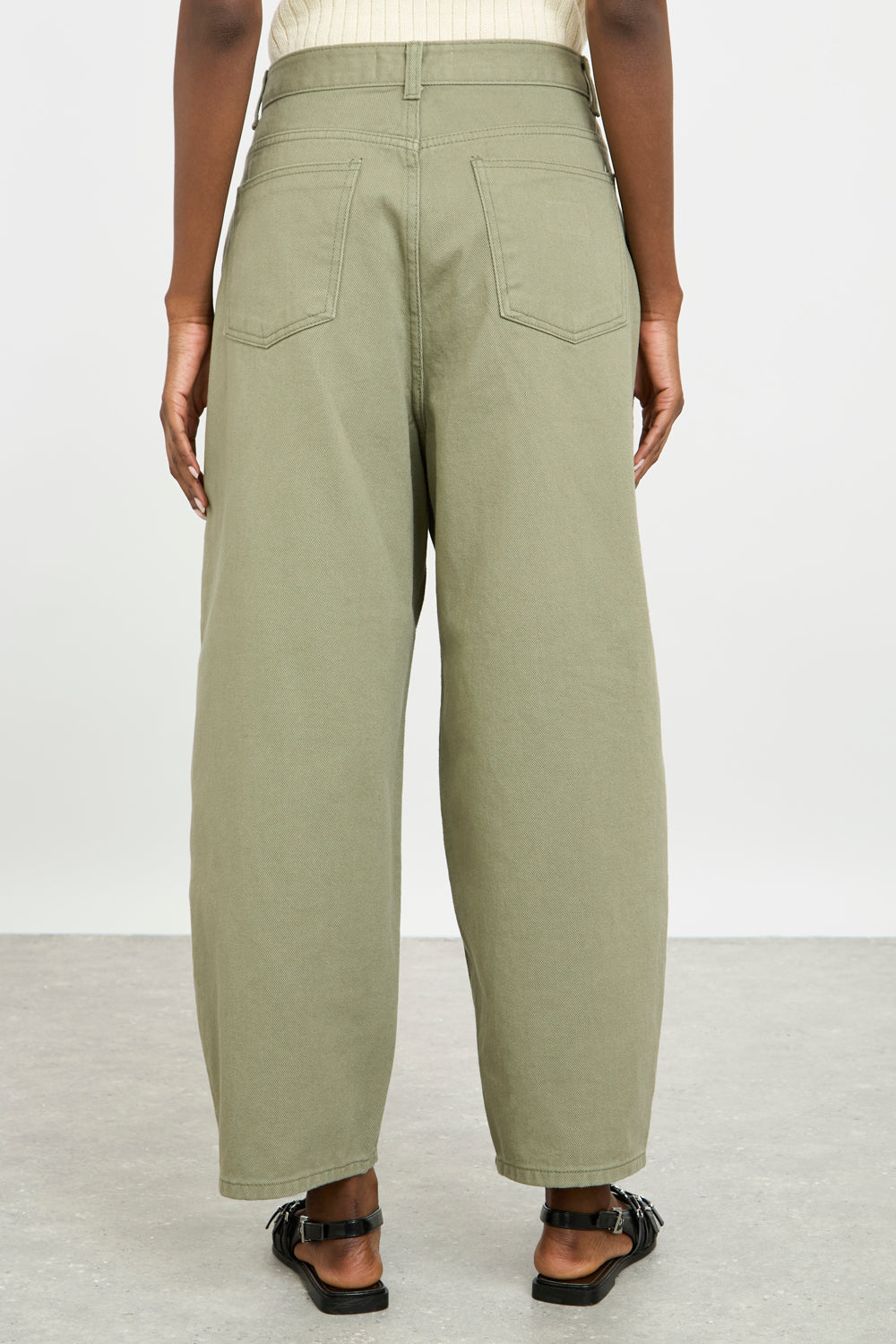 Khaki adjustable waist balloon leg trousers_2
