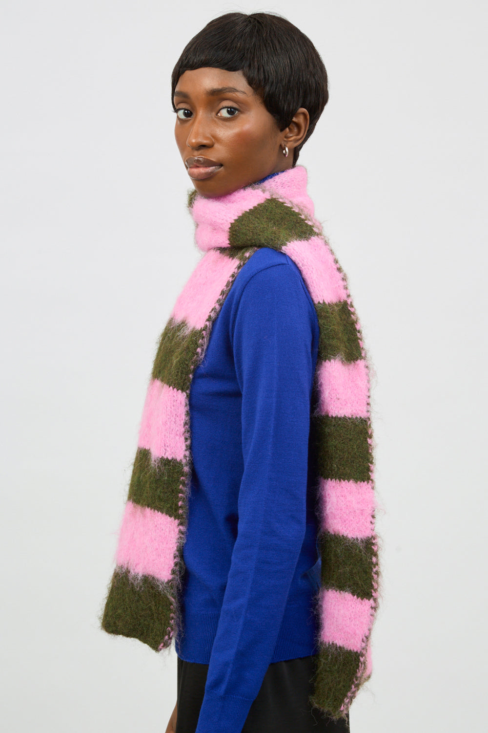 Khaki and pink striped scarf_6