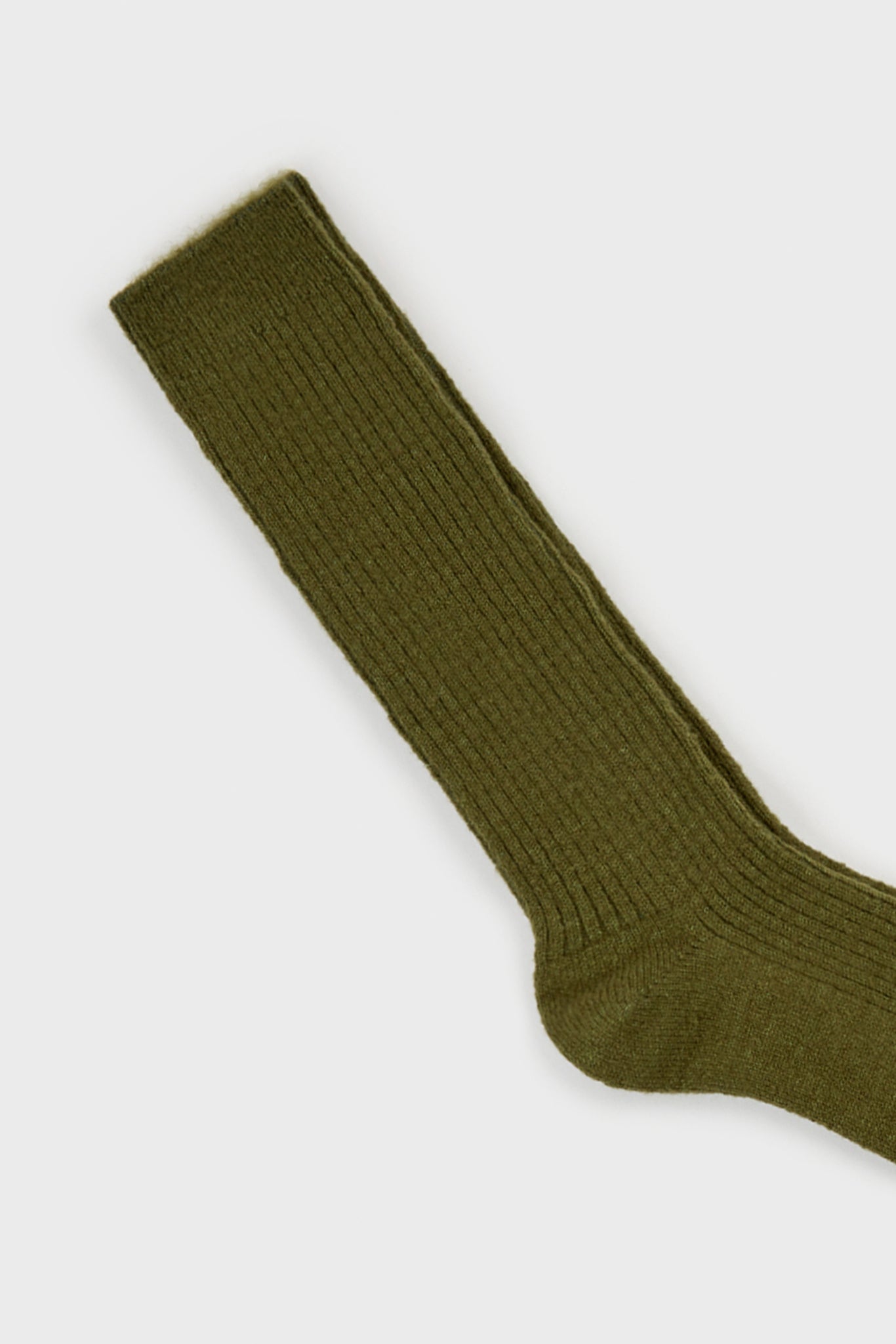 Khaki cashmere alpaca blend knee high socks_2