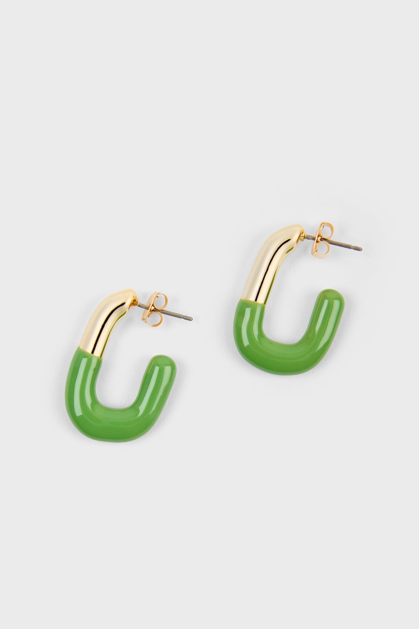 Khaki enamel dipped gold square large hoop earrings_1