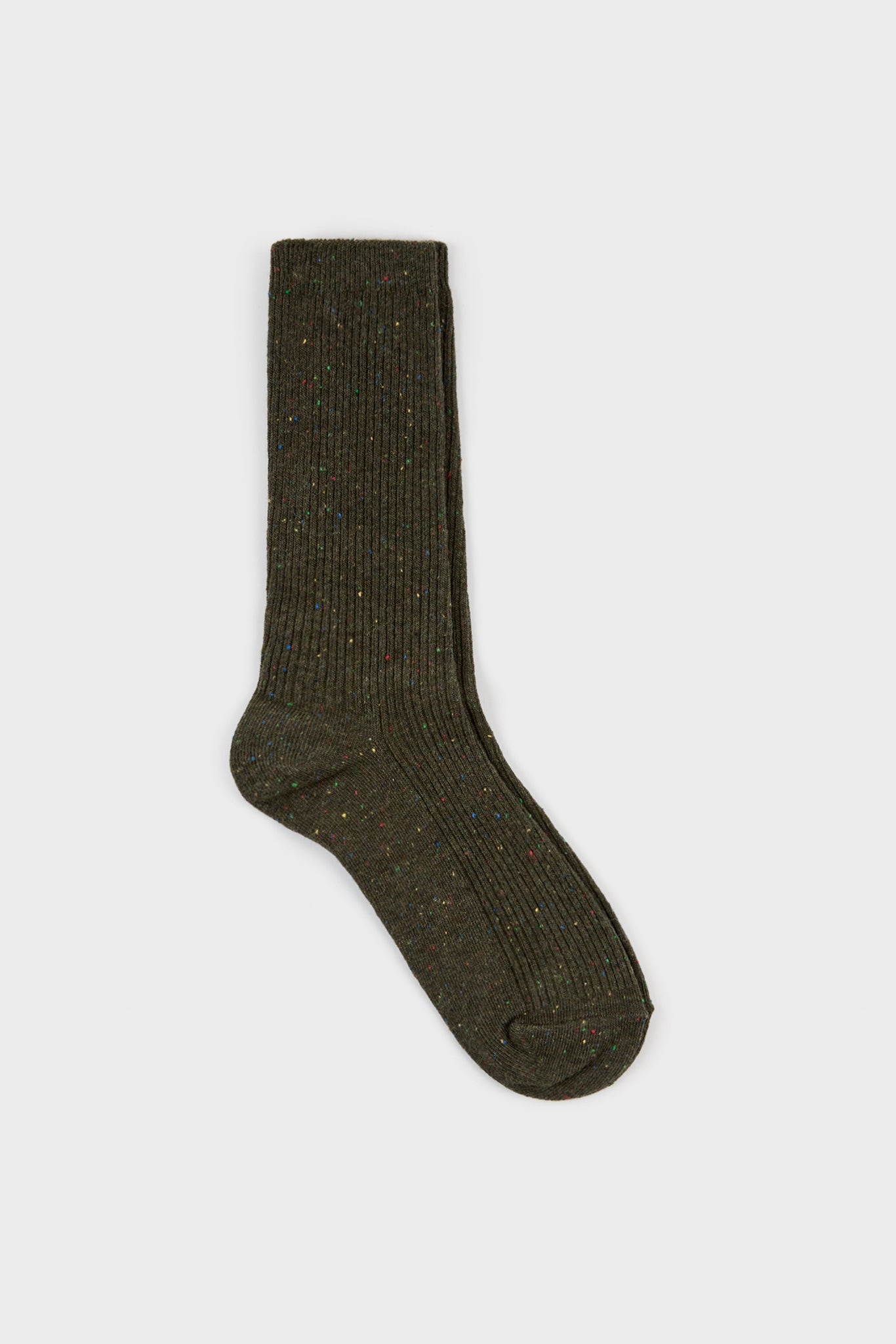 Khaki rainbow fleck ribbed socks_1