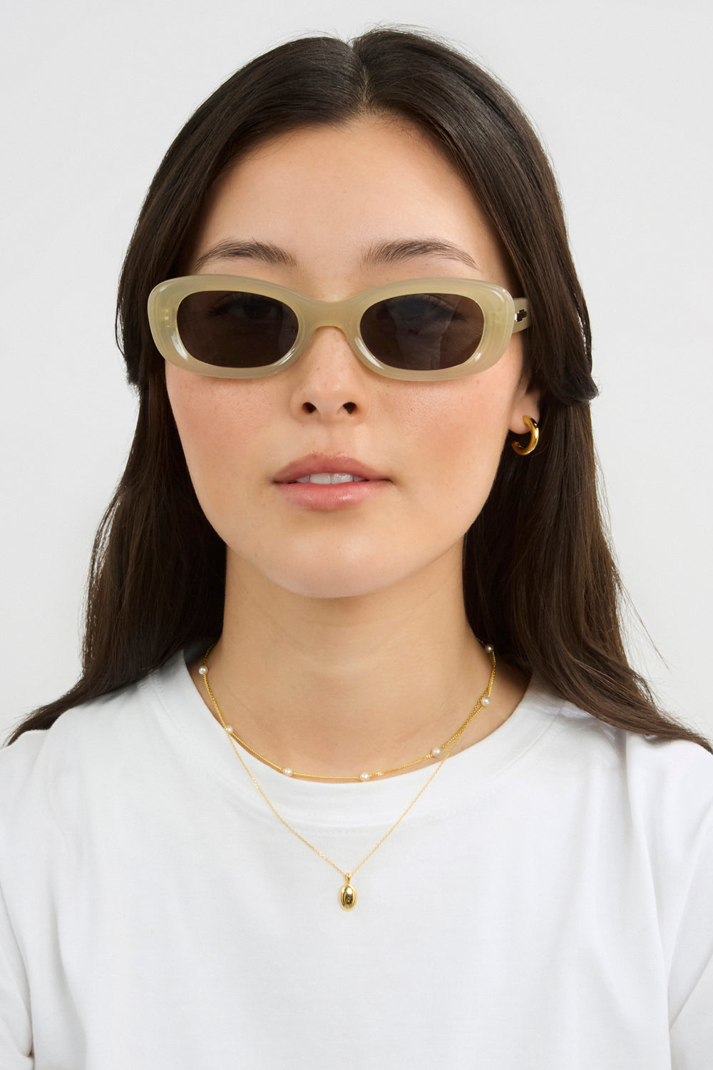 Khaki thick sloping rectangle sunglasses_3