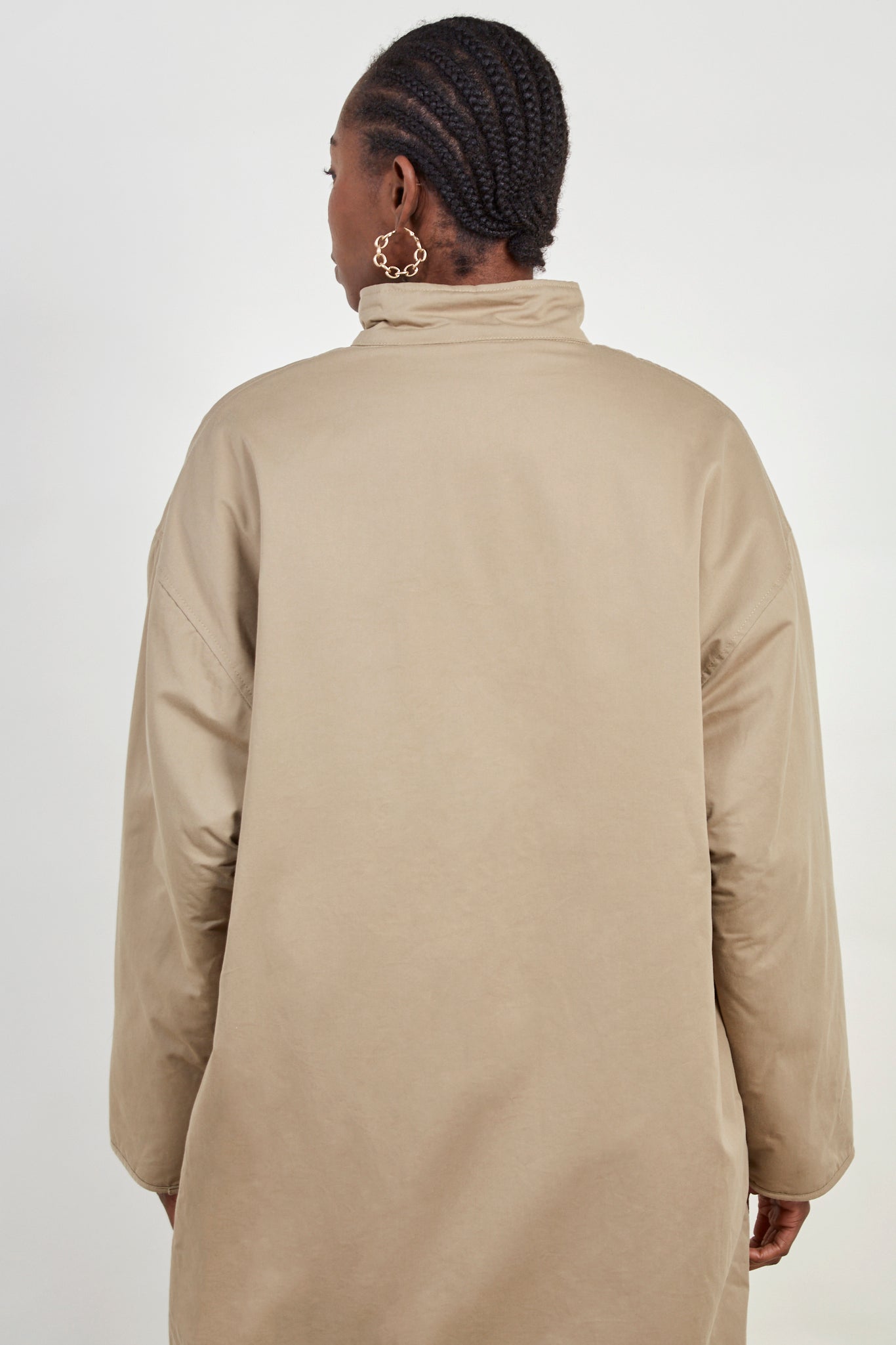 Khaki and ivory reversible teddy parka_2