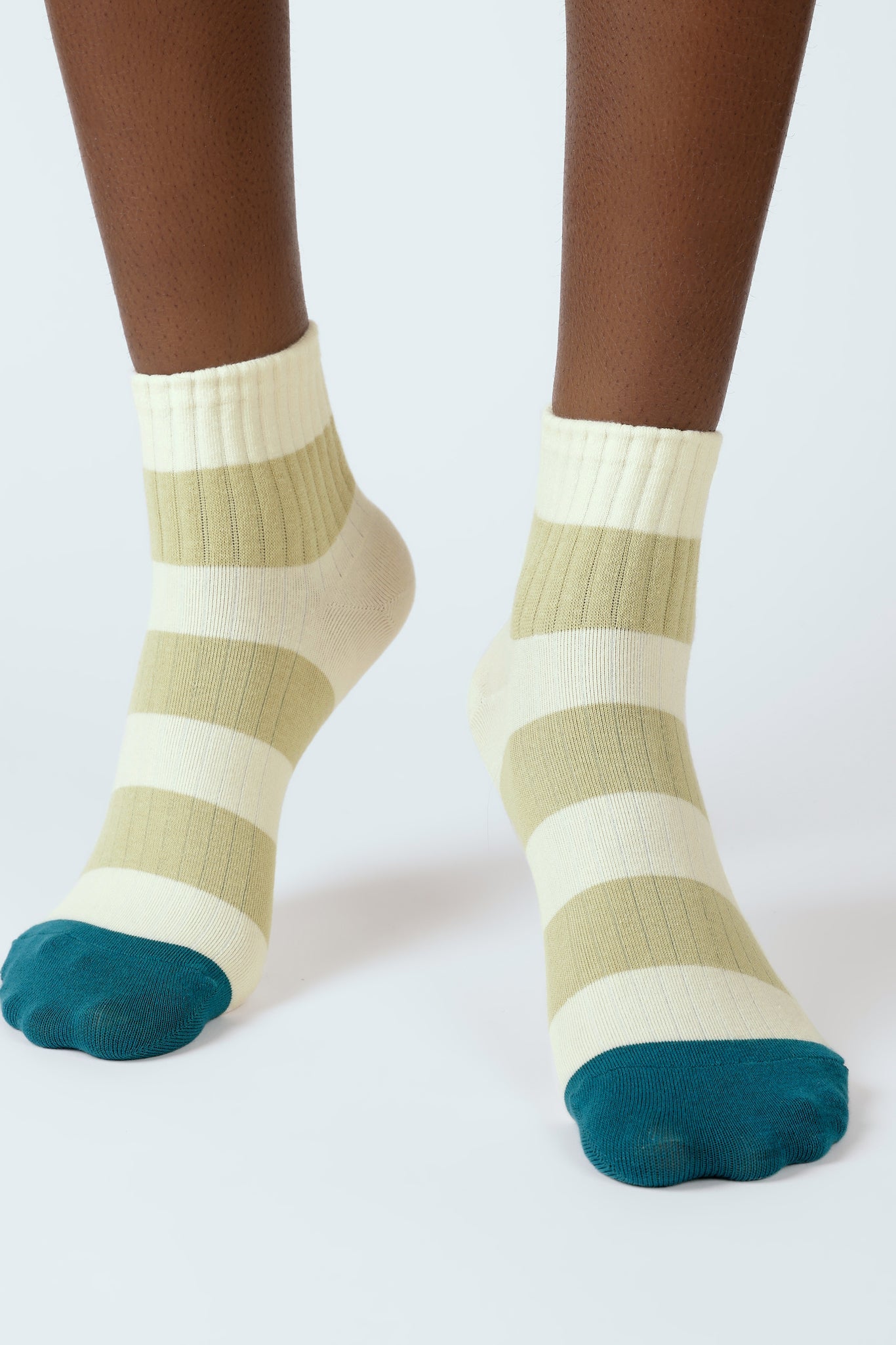 Khaki bright thick stripe socks_2
