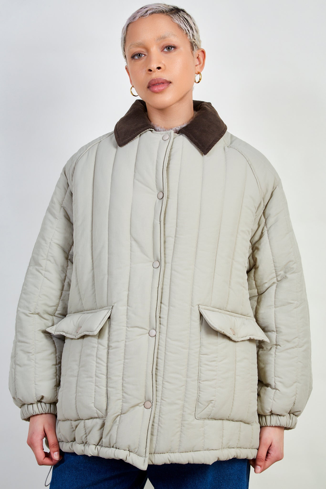 Khaki circle quilted coat_3