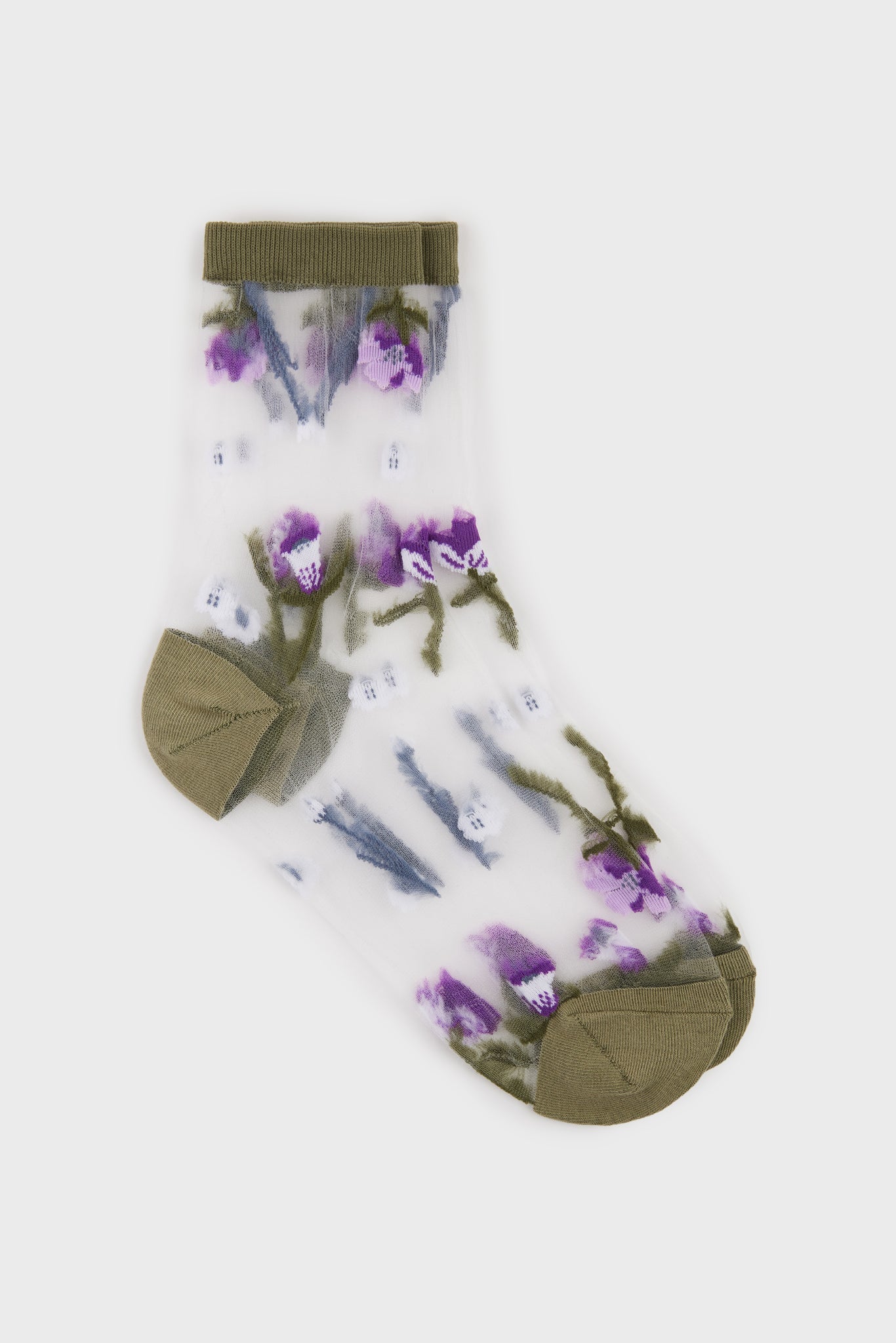 Khaki sheer sprouting garden socks_3