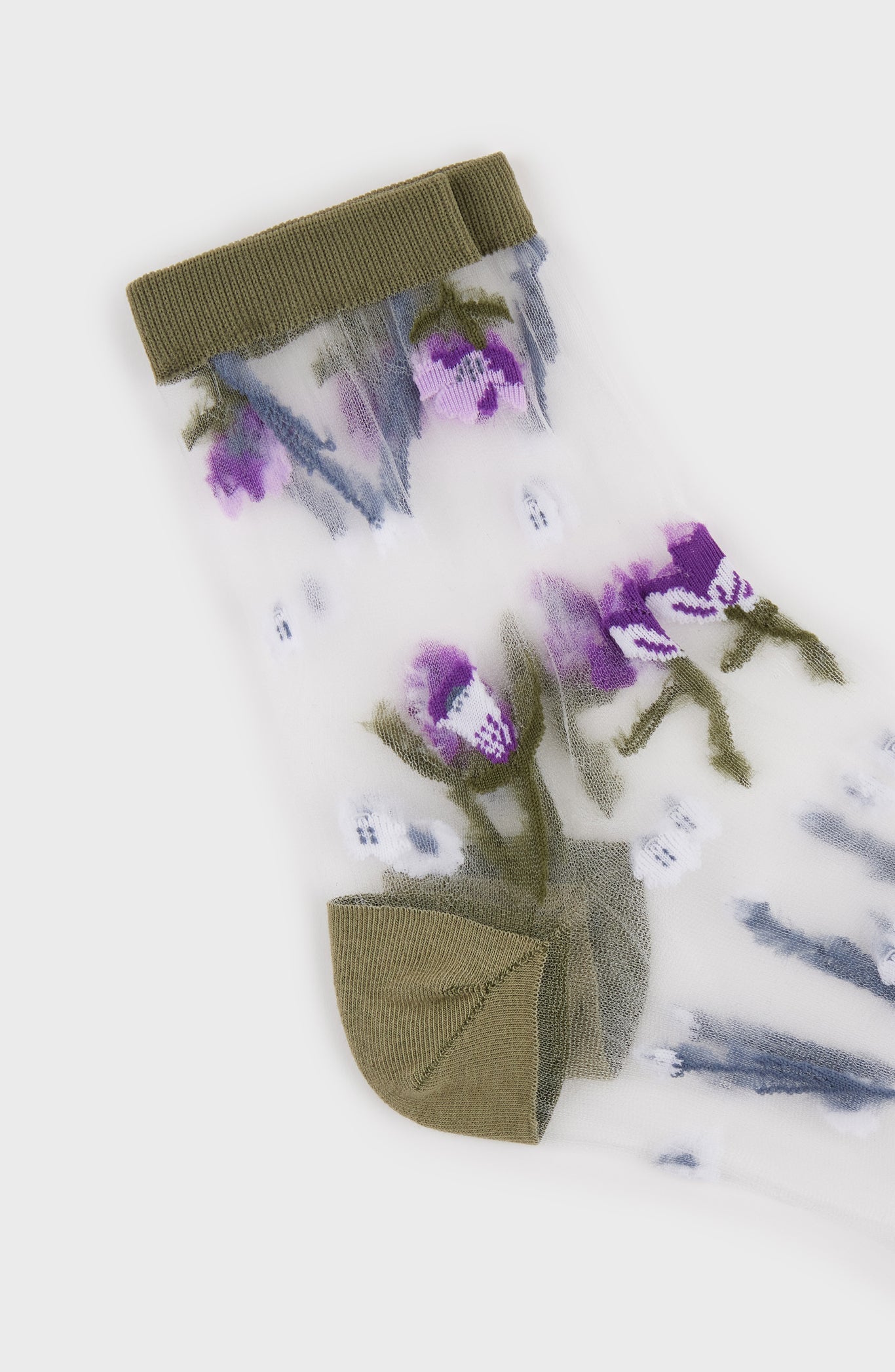 Khaki sheer sprouting garden socks_4