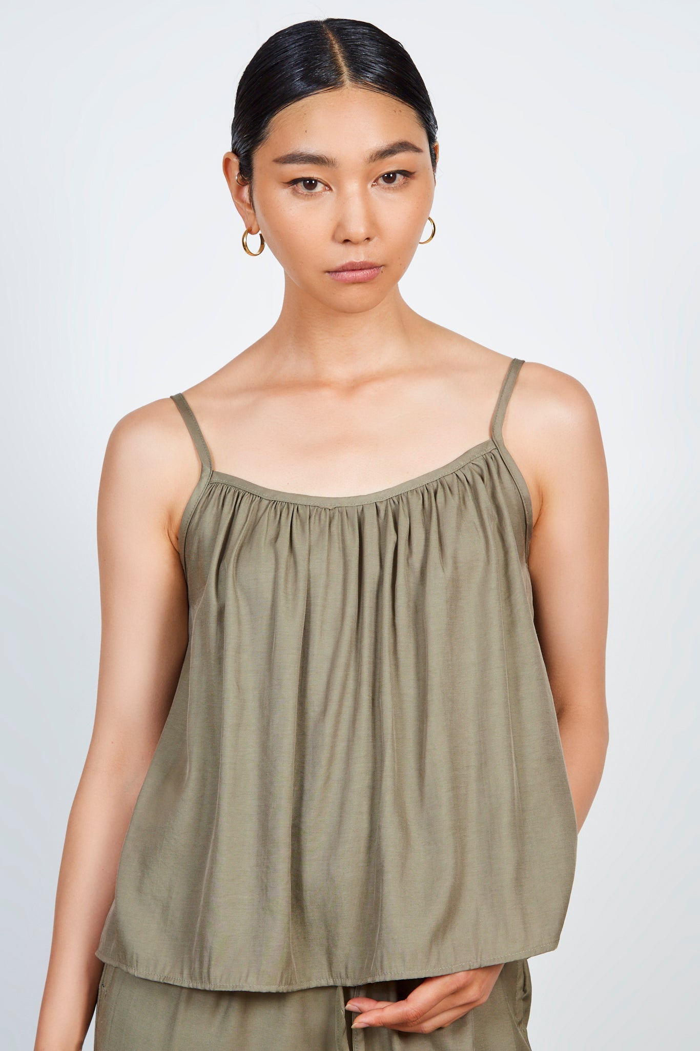 Khaki silky tank_2