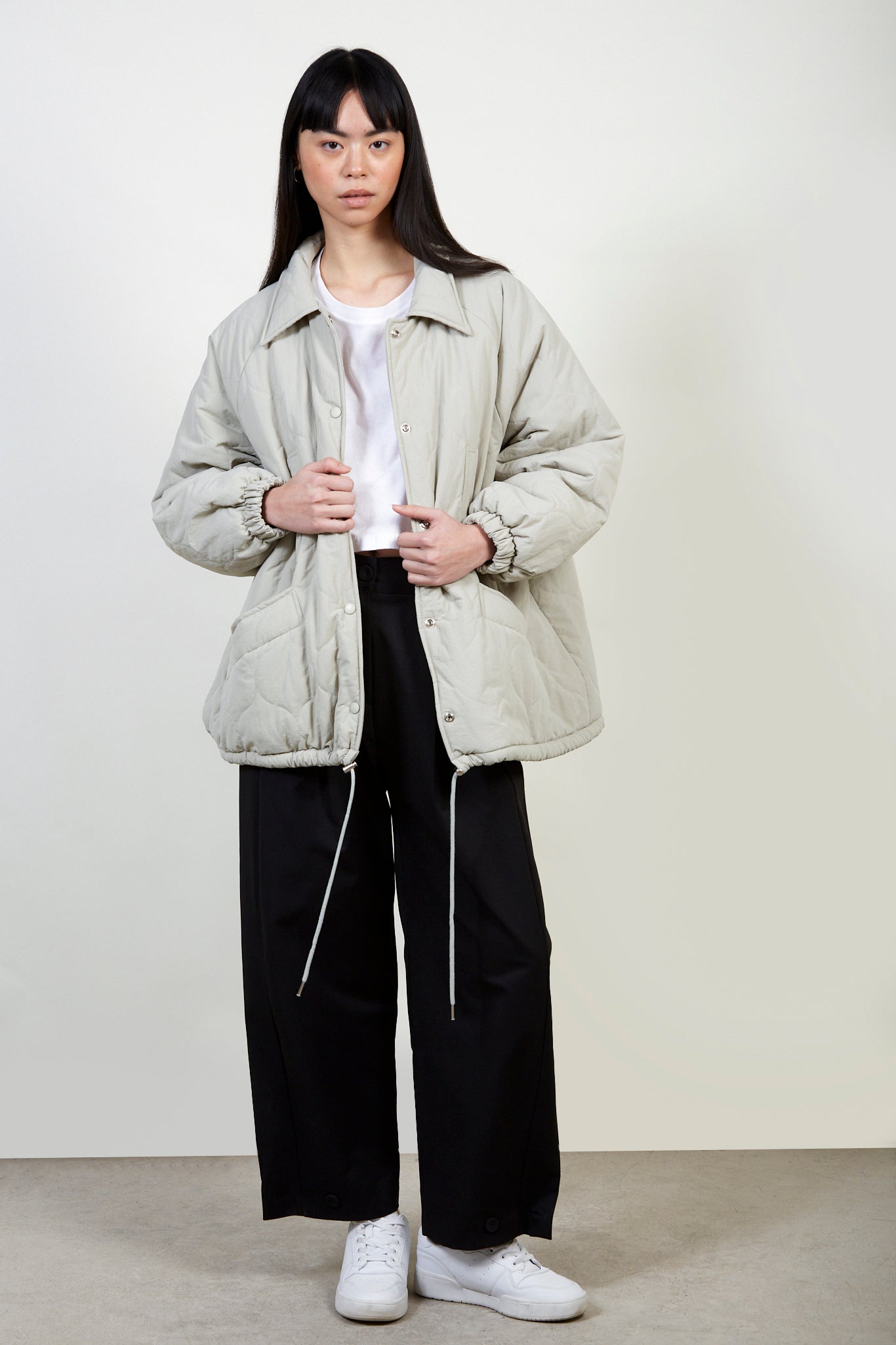 Khaki teddy lined quilted jacket_2