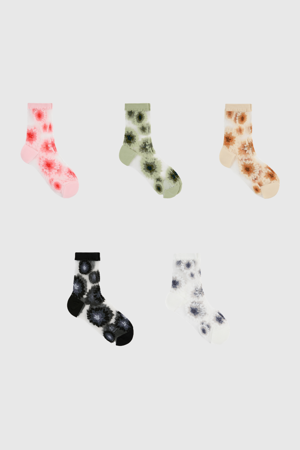 Large daisy sheer socks - Set of 5