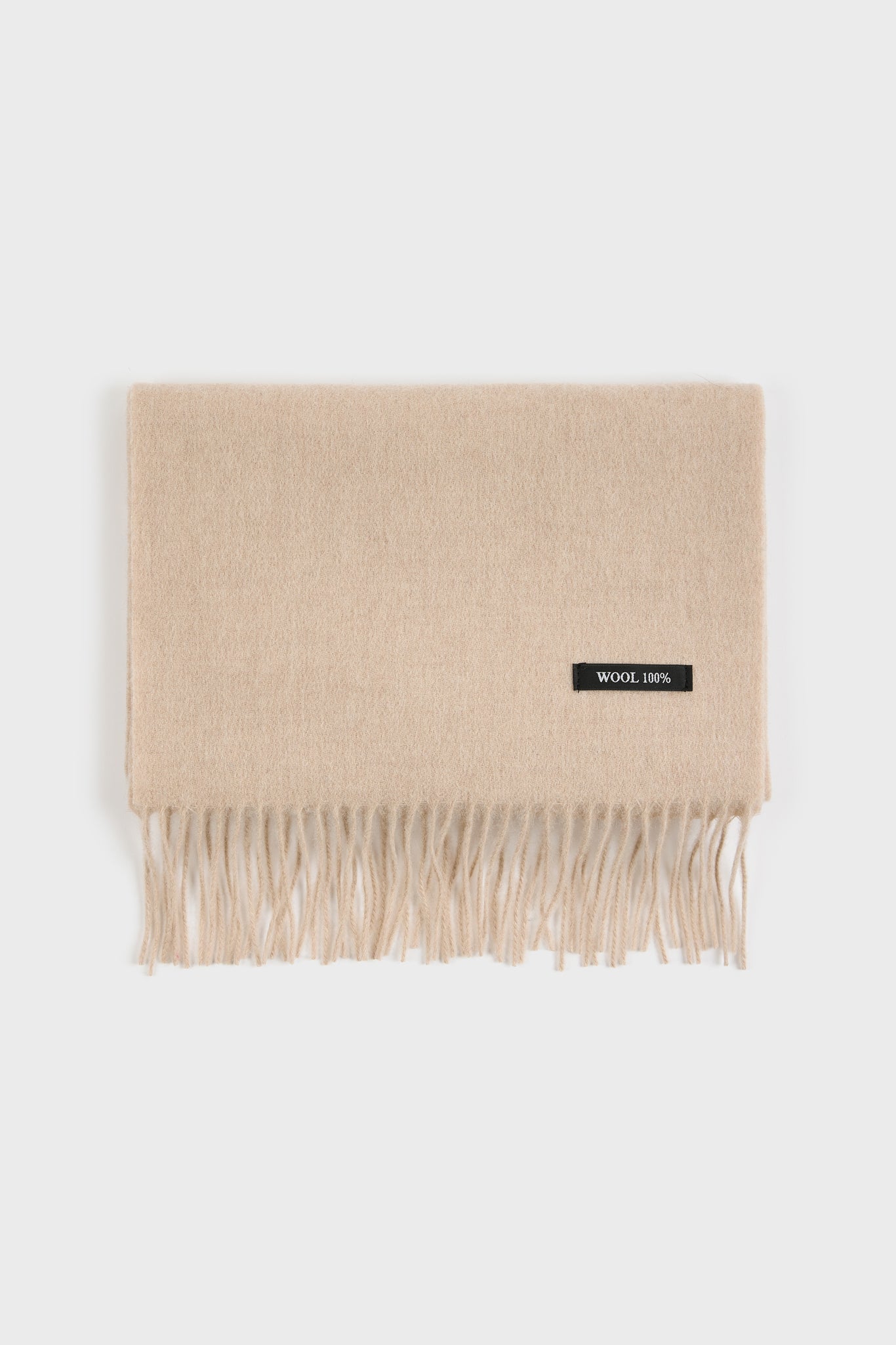 Light beige pure wool classic scarf_1