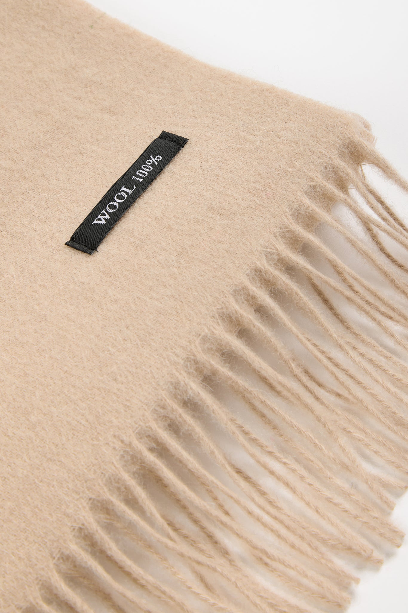 Light beige pure wool classic scarf_2