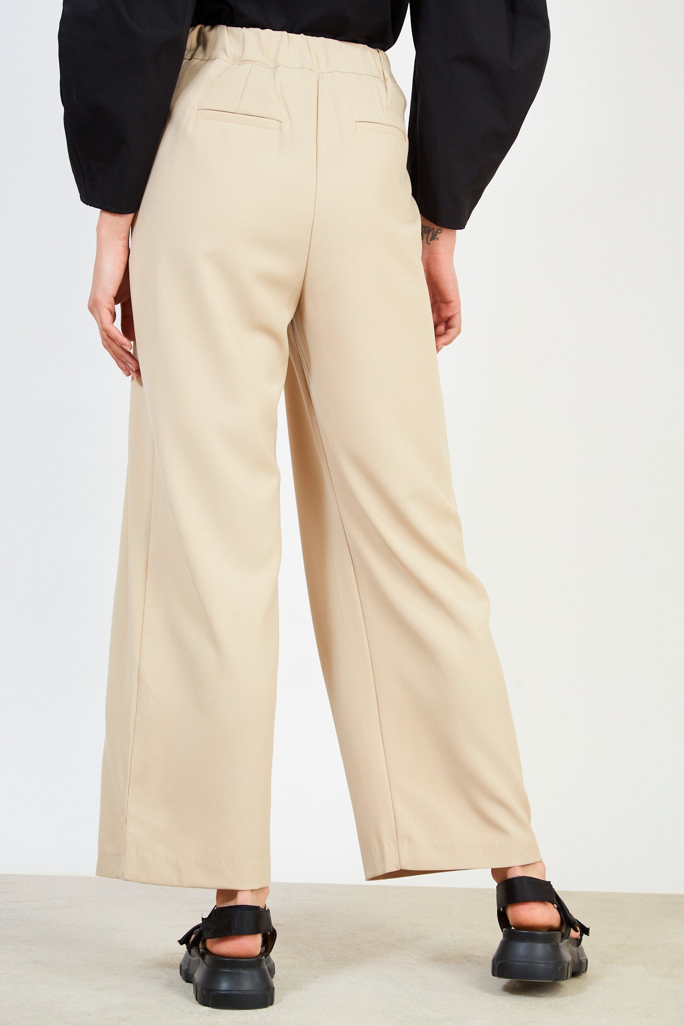 Light beige side panel tie waist trousers_2