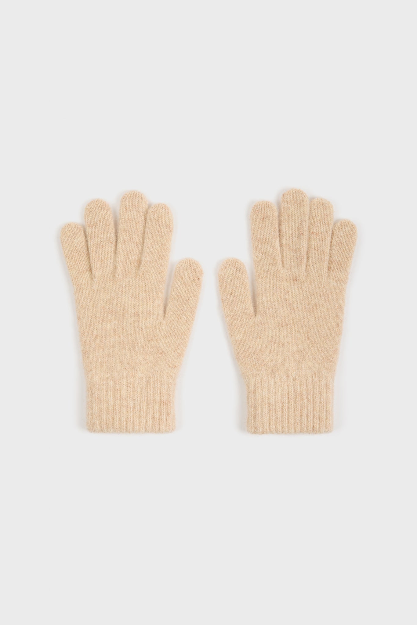 Light beige wool blend gloves_1