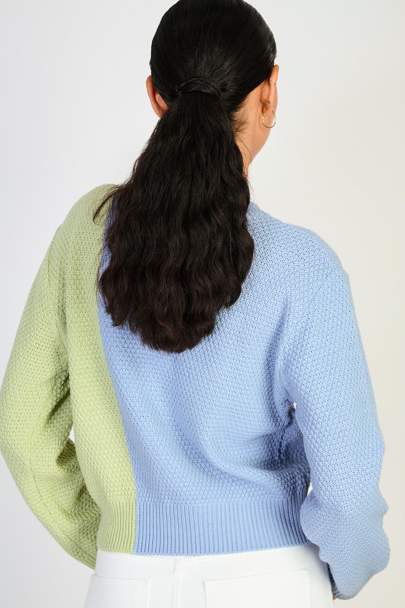 Light blue and green colorblock cableknit jumper_2