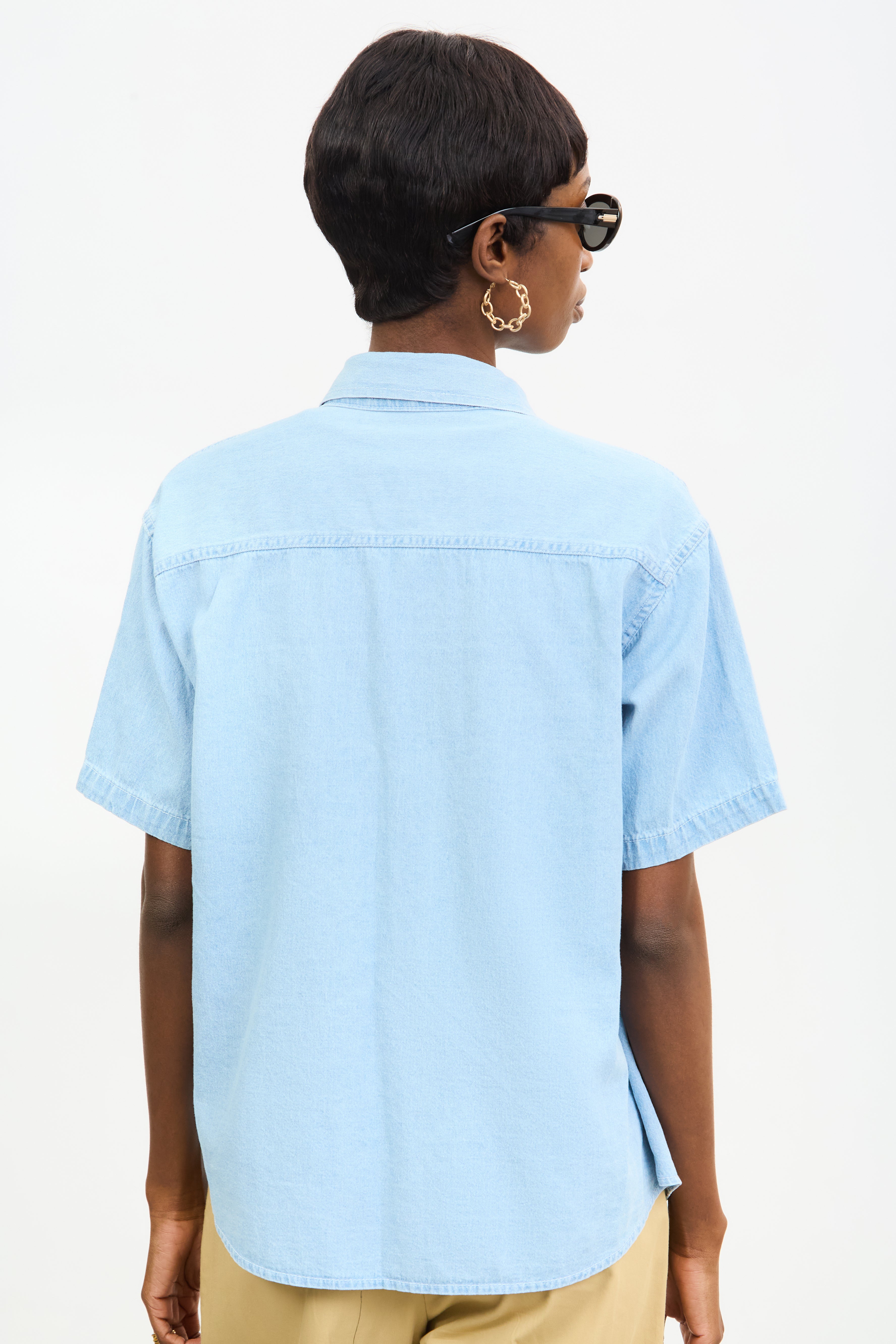 Light blue denim short sleeve shirt_2