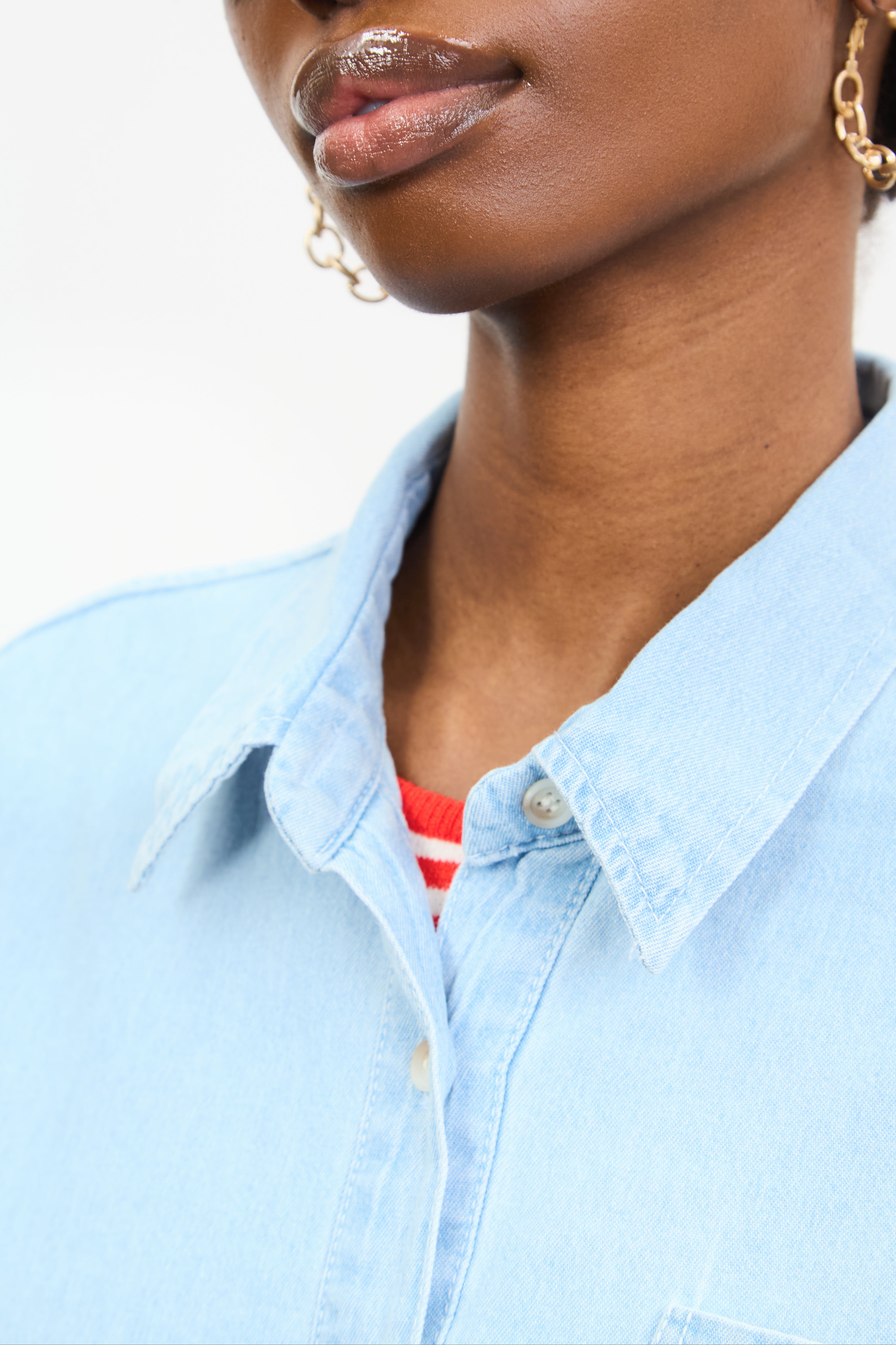 Light blue denim short sleeve shirt_3