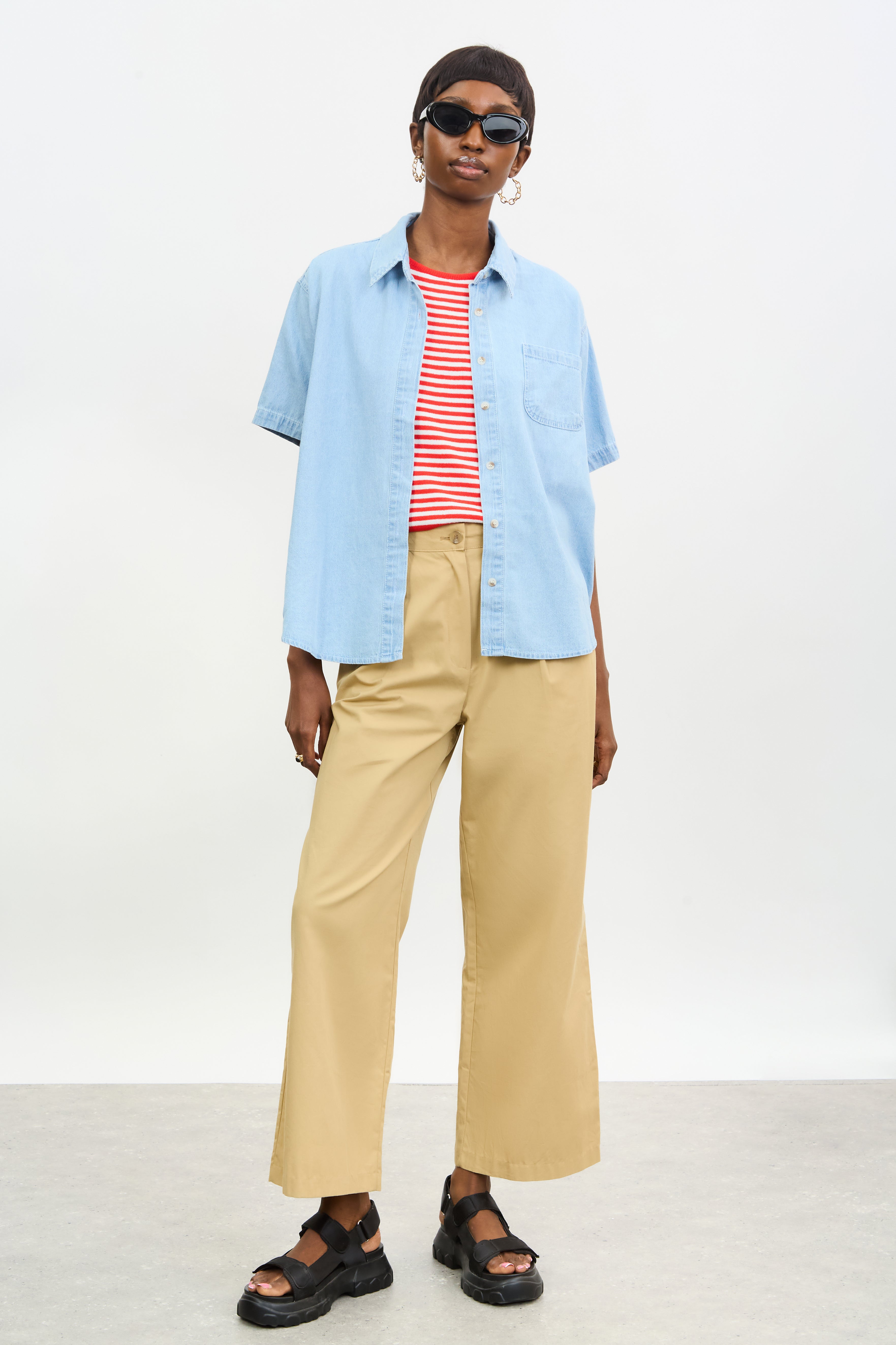 Light blue denim short sleeve shirt_4