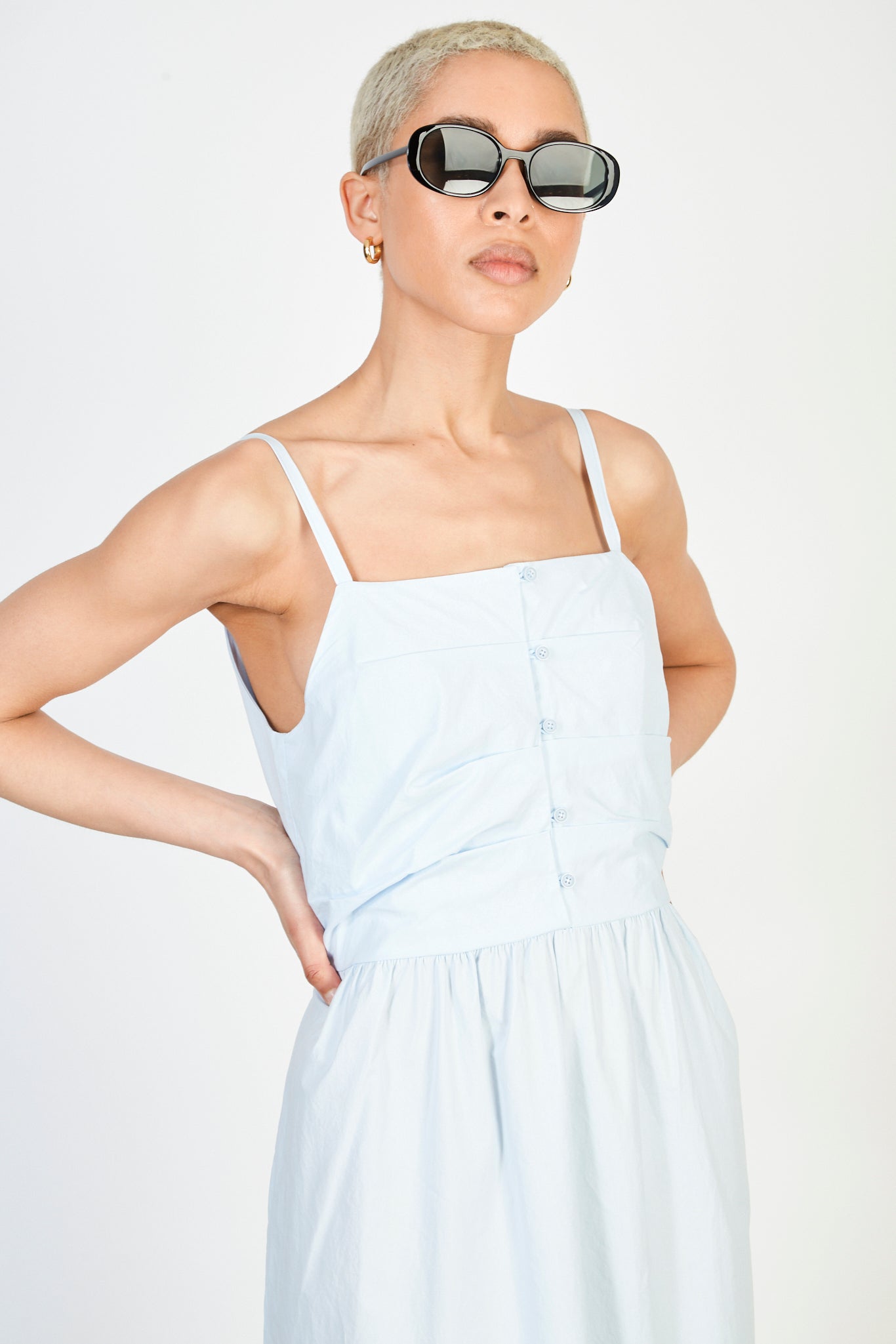 Light blue horizontal tuck bodice dress_3