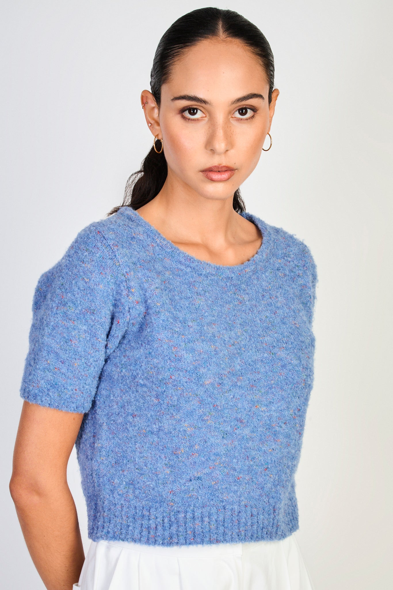 Light blue mix knit wool blend tee_1