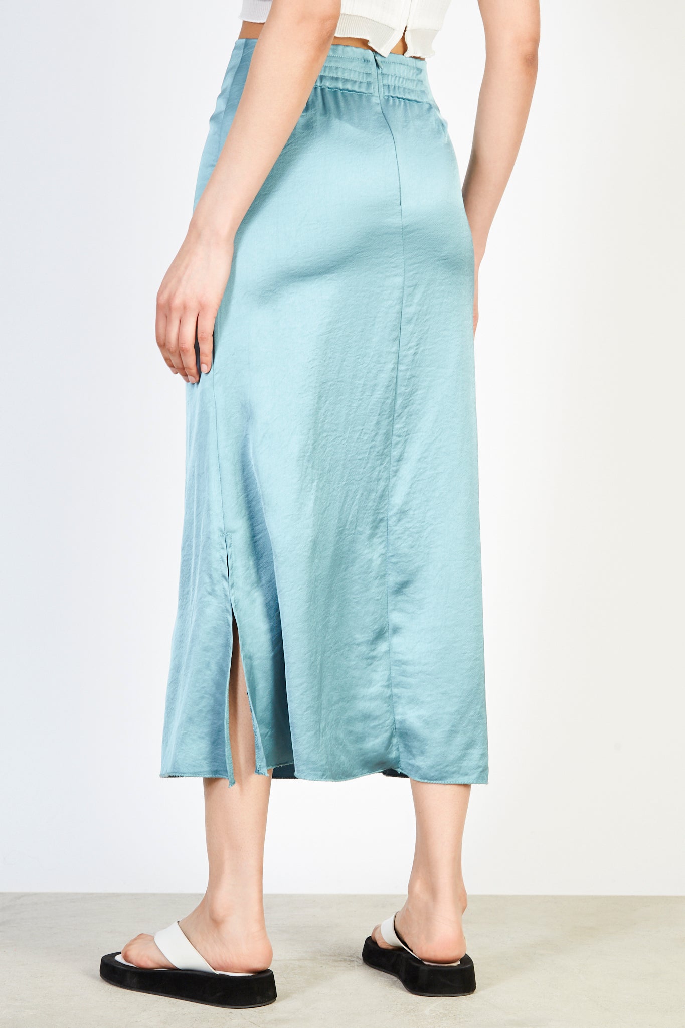 Light blue silky midi skirt_2