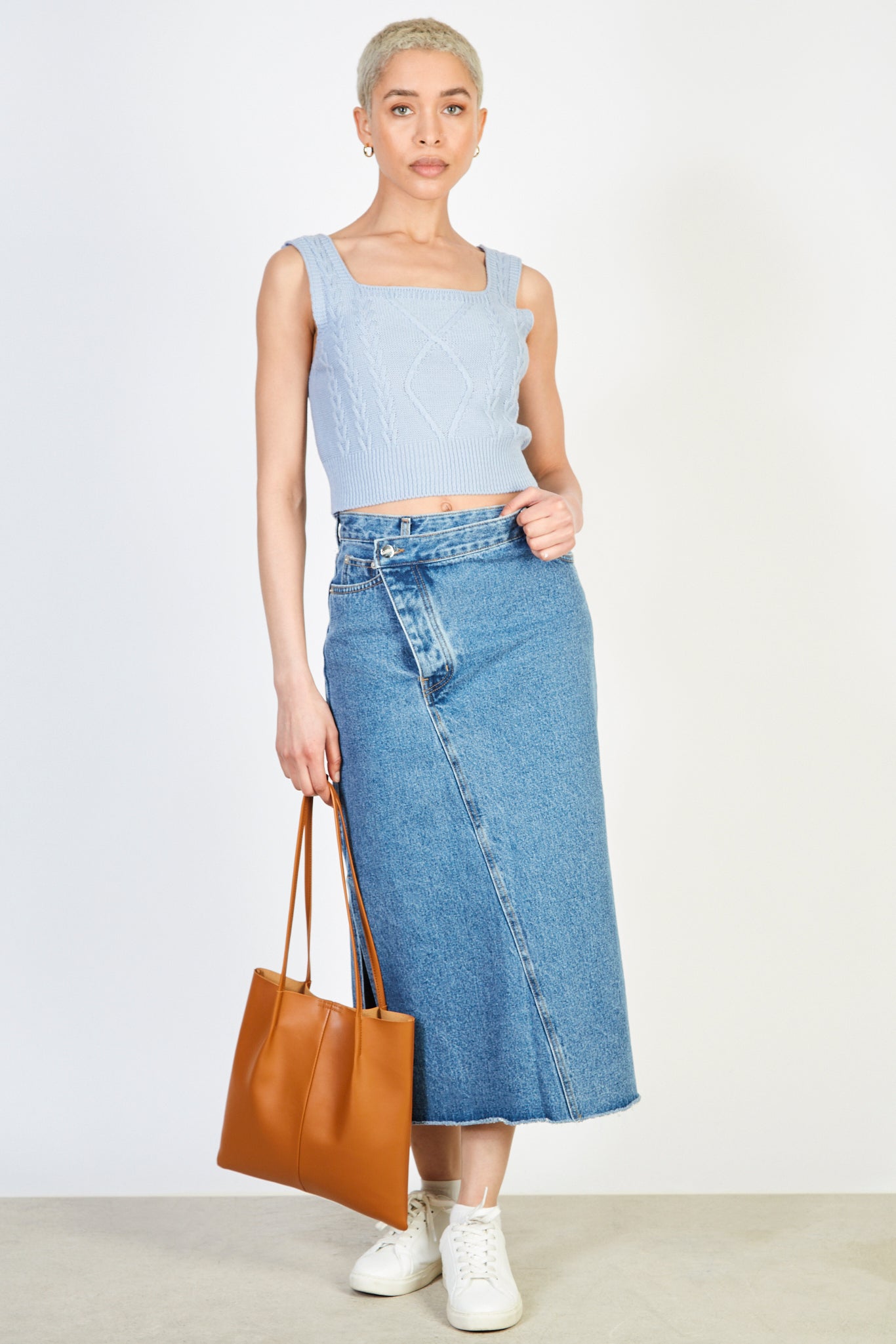 Light blue square neck cableknit tank_4