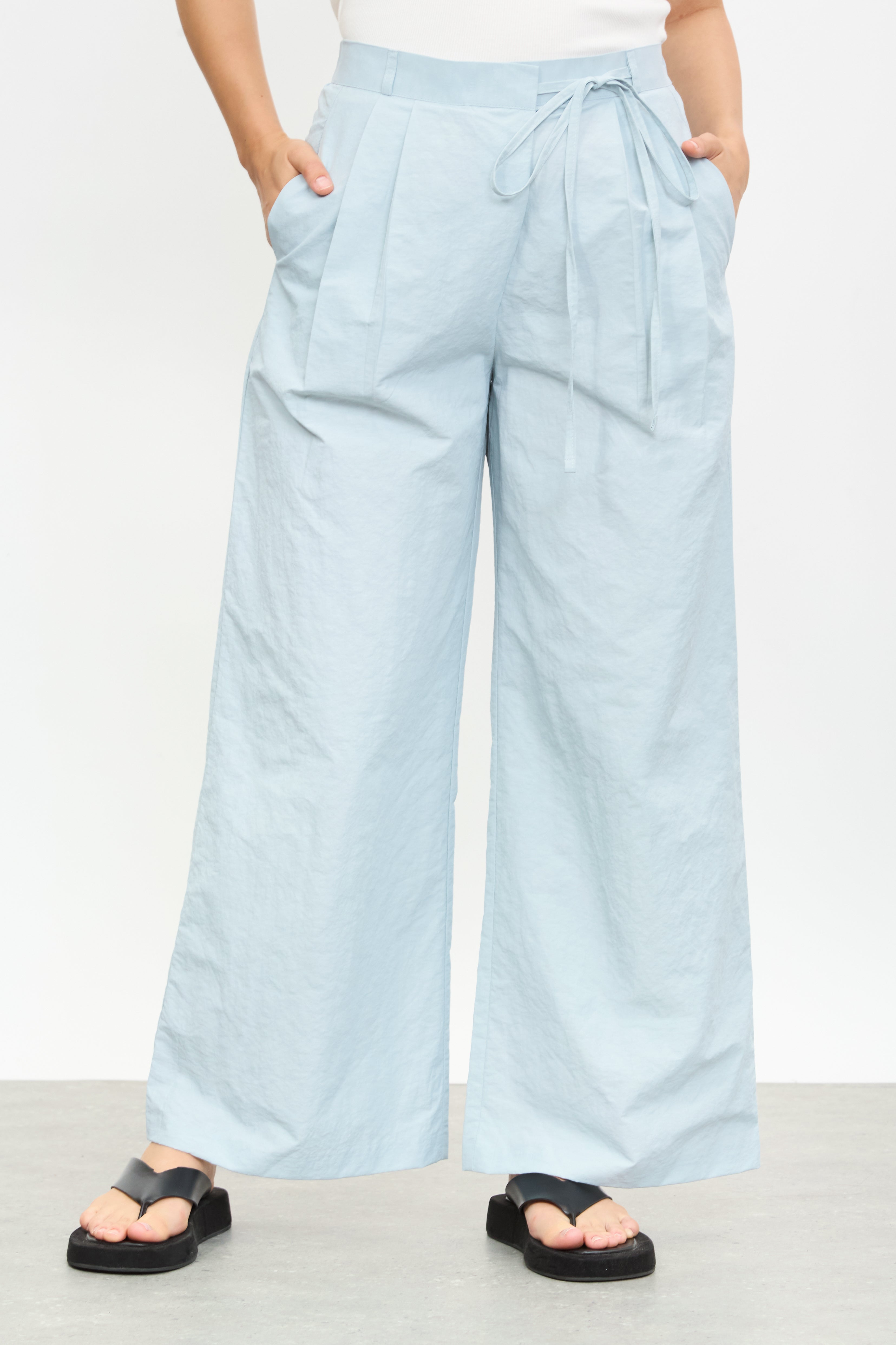 Light blue tie waist wrap trousers_1