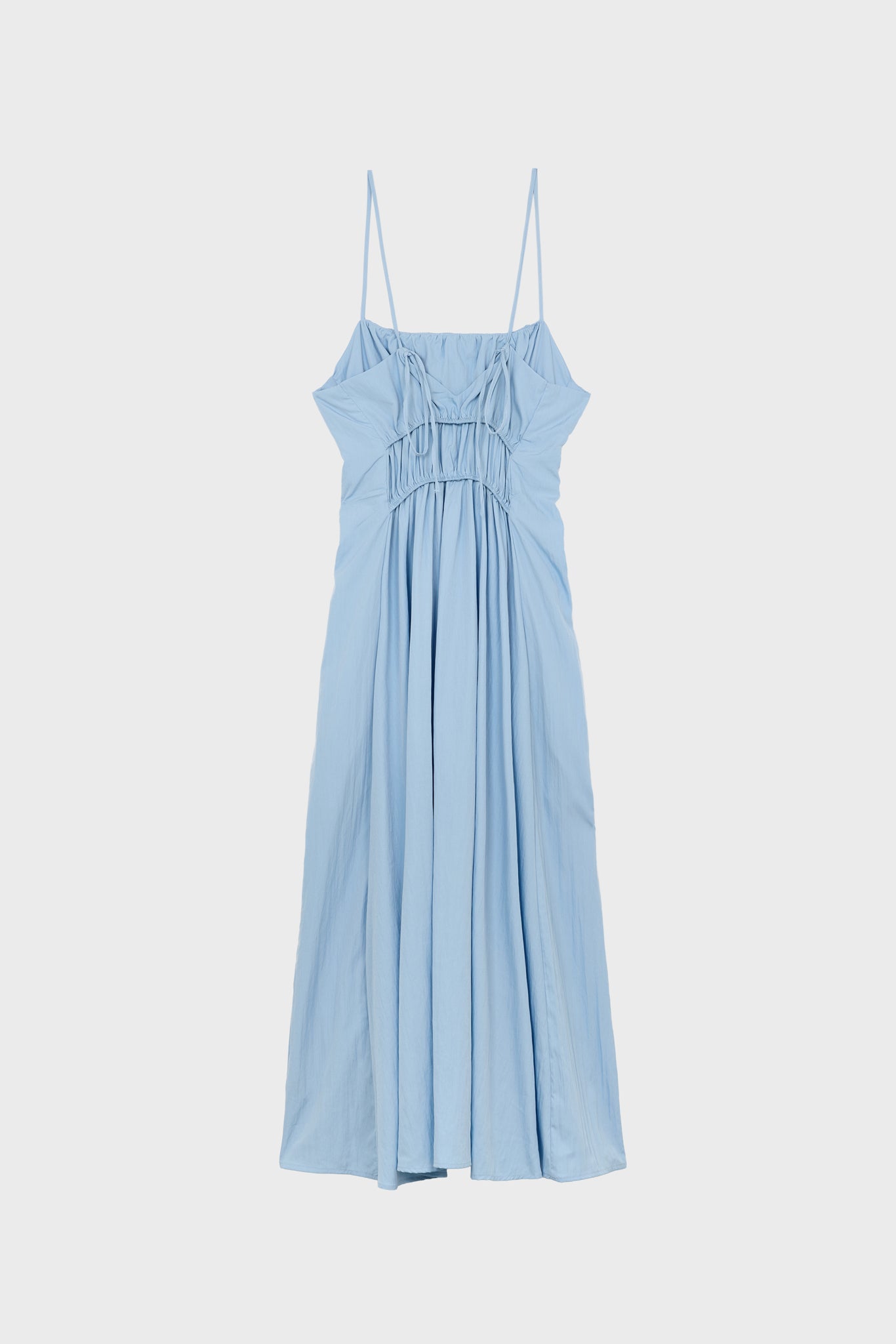Light blue tiered bodice tie back midi dress_2