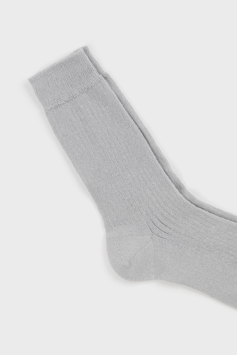 Light grey linen blend ribbed socks_2