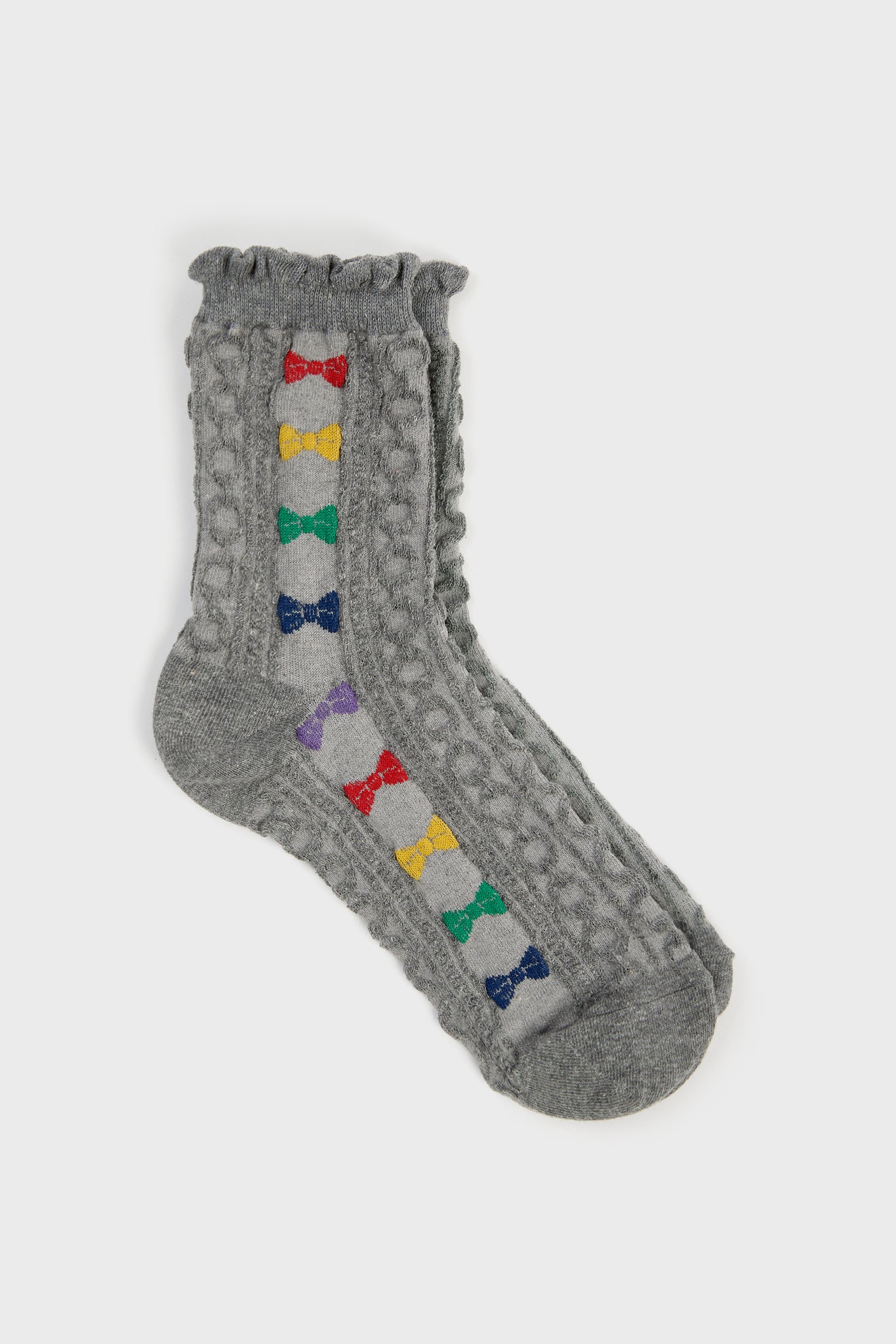 Light grey rainbow bowtie socks_3
