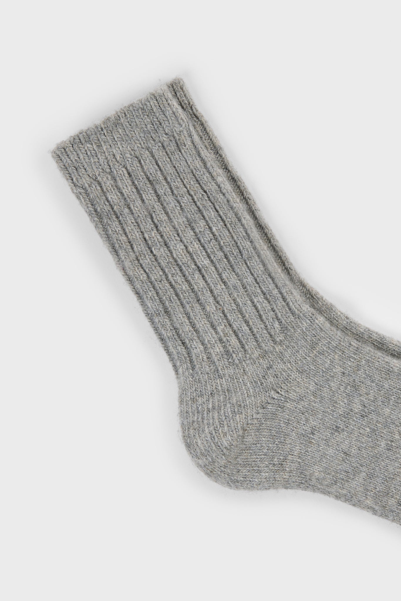 Light grey ribbed cashmere wool blend socks_2