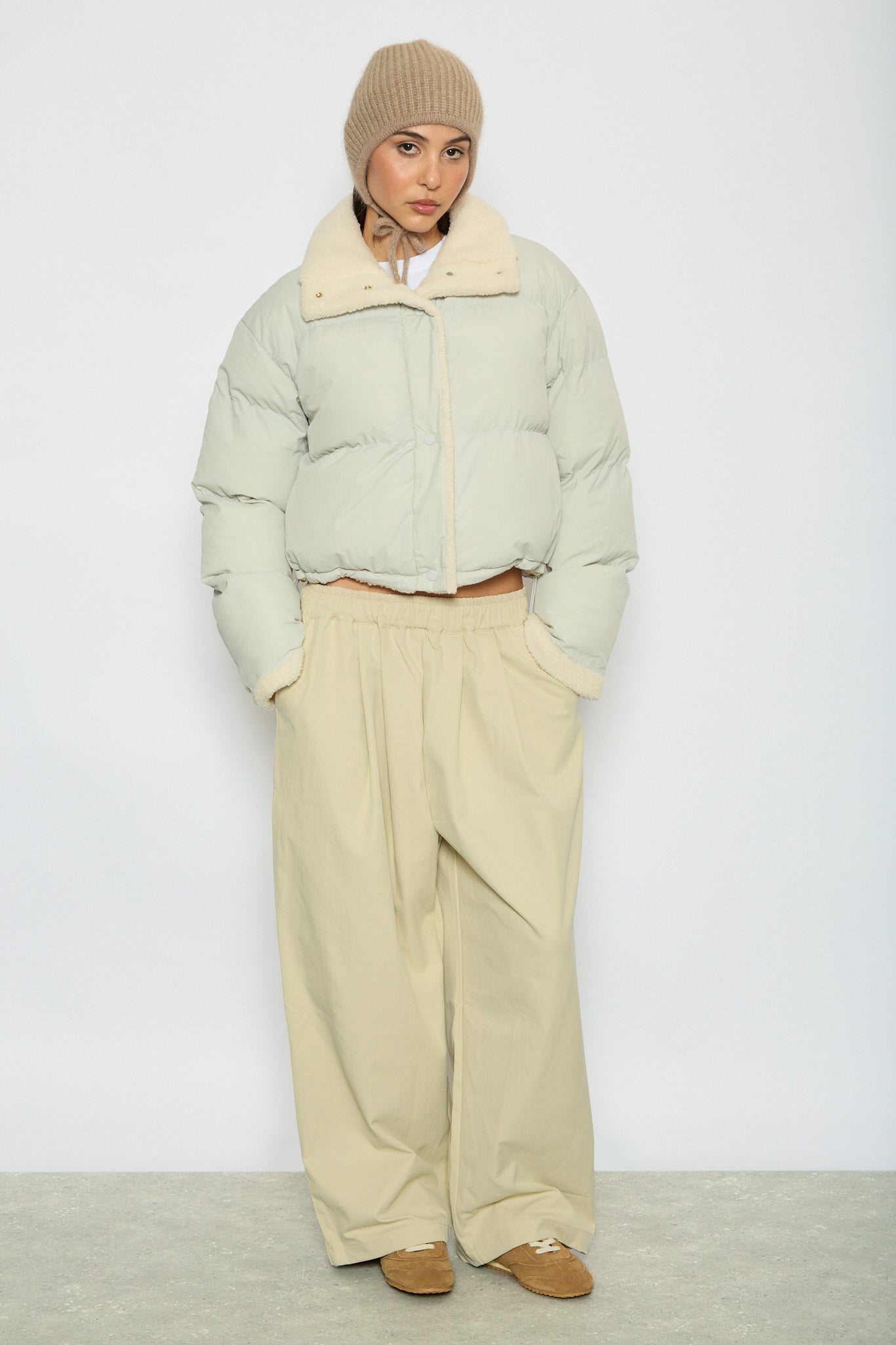 Light grey teddy lined puffer jacket_4