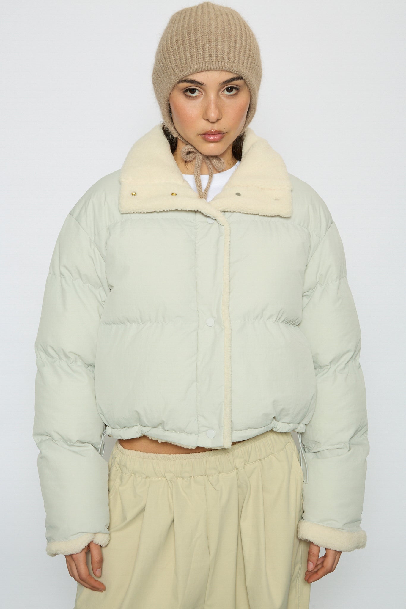 Light grey teddy lined puffer jacket_1