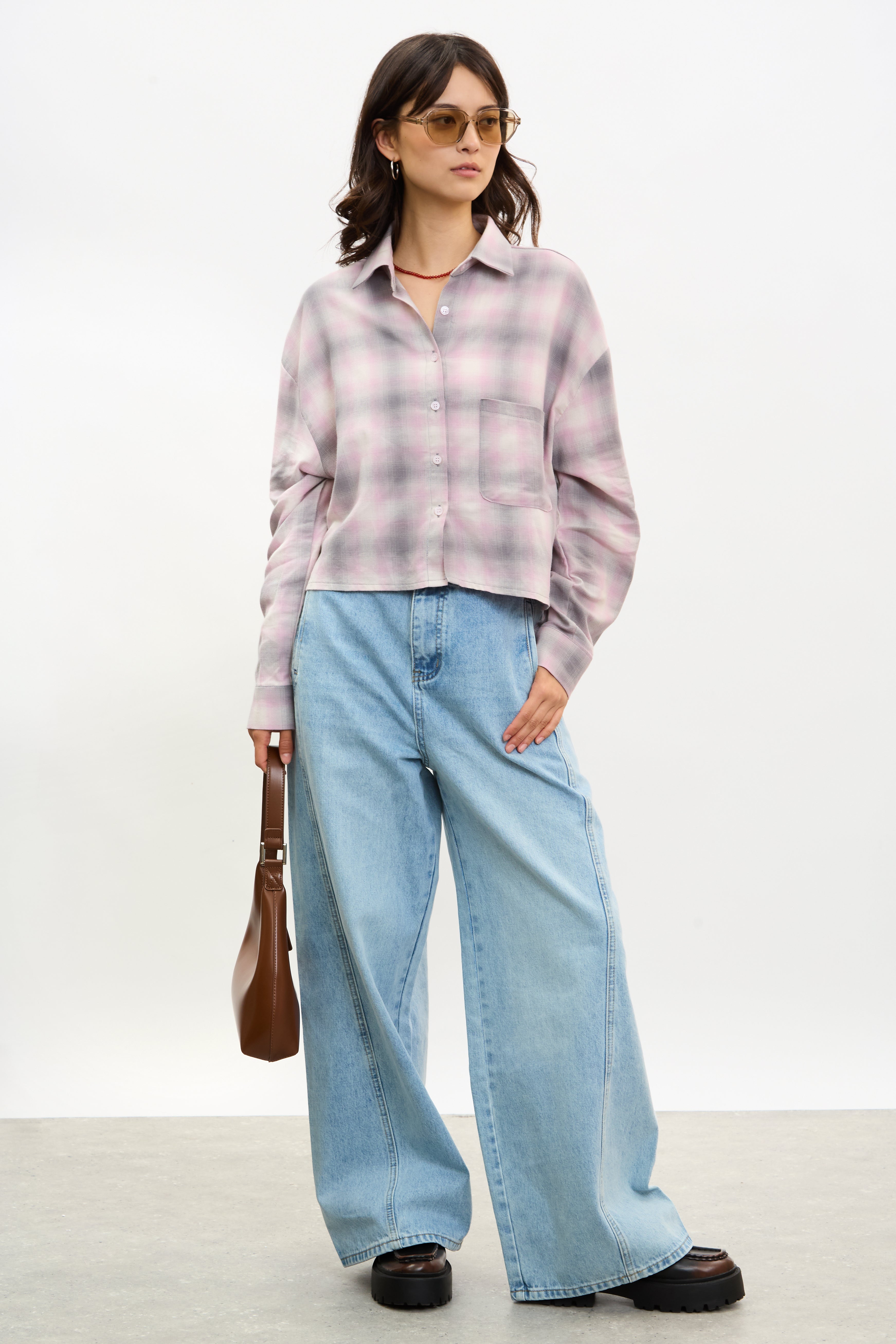 Light pink and grey plaid shirt_4