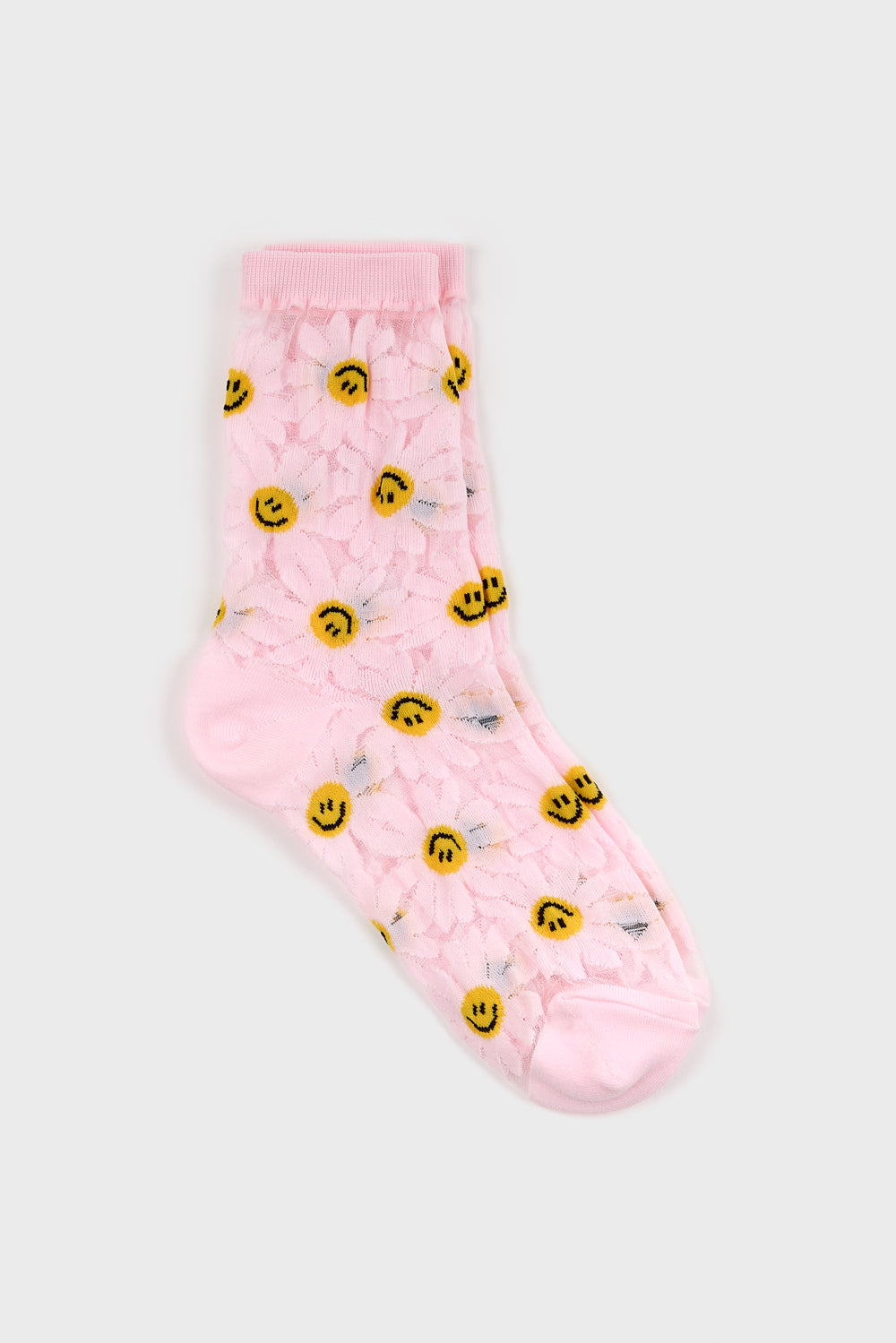 Sheer daisy smiley face socks - Set of 4