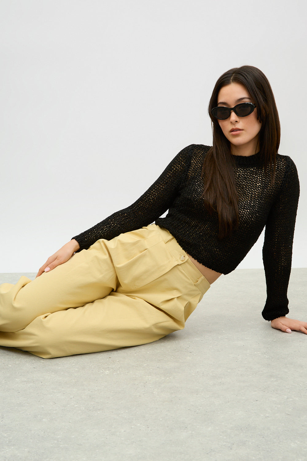 Light yellow double pleat trousers_5