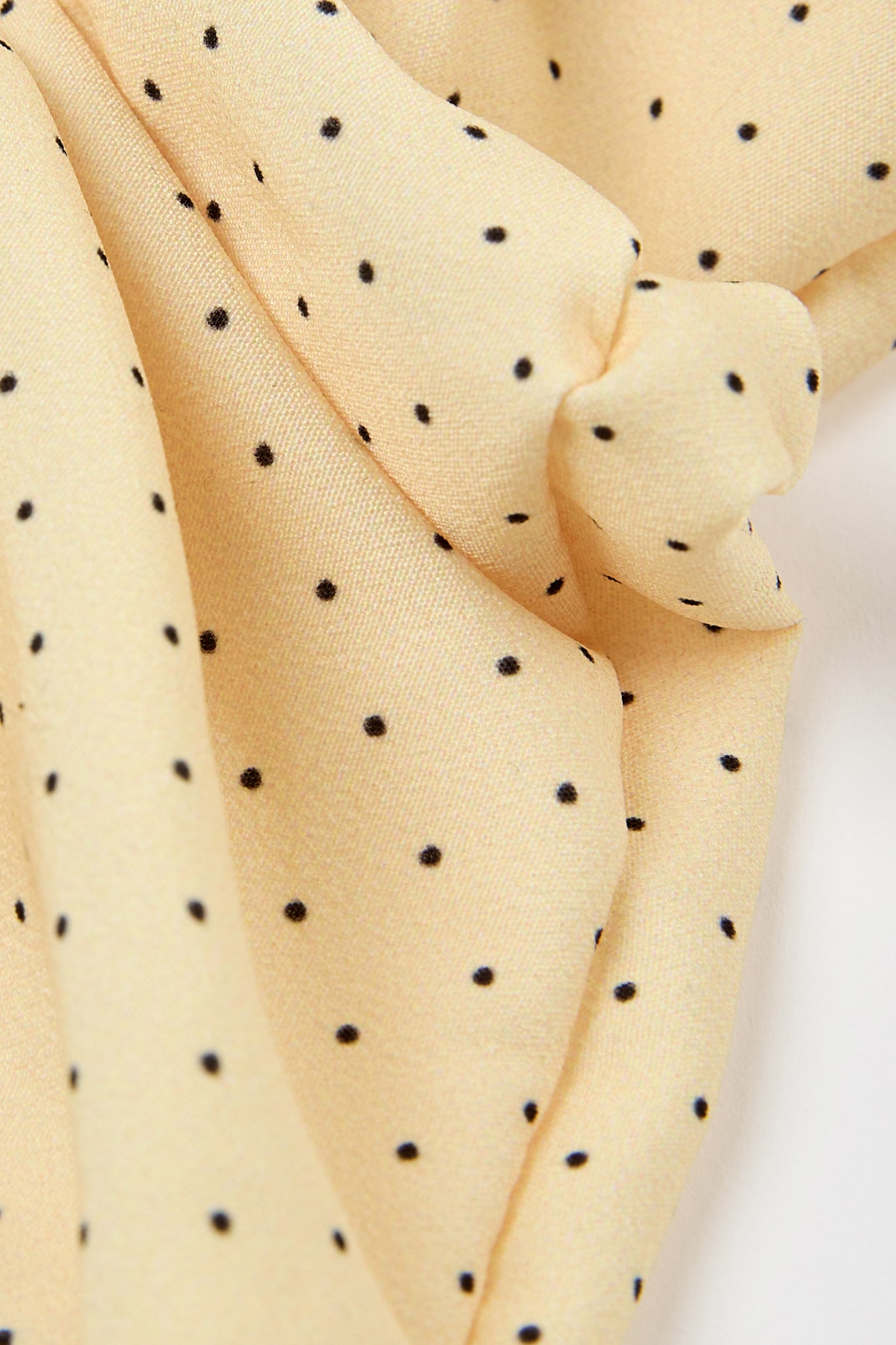 Light yellow tiny polka dot square scrunchie_2