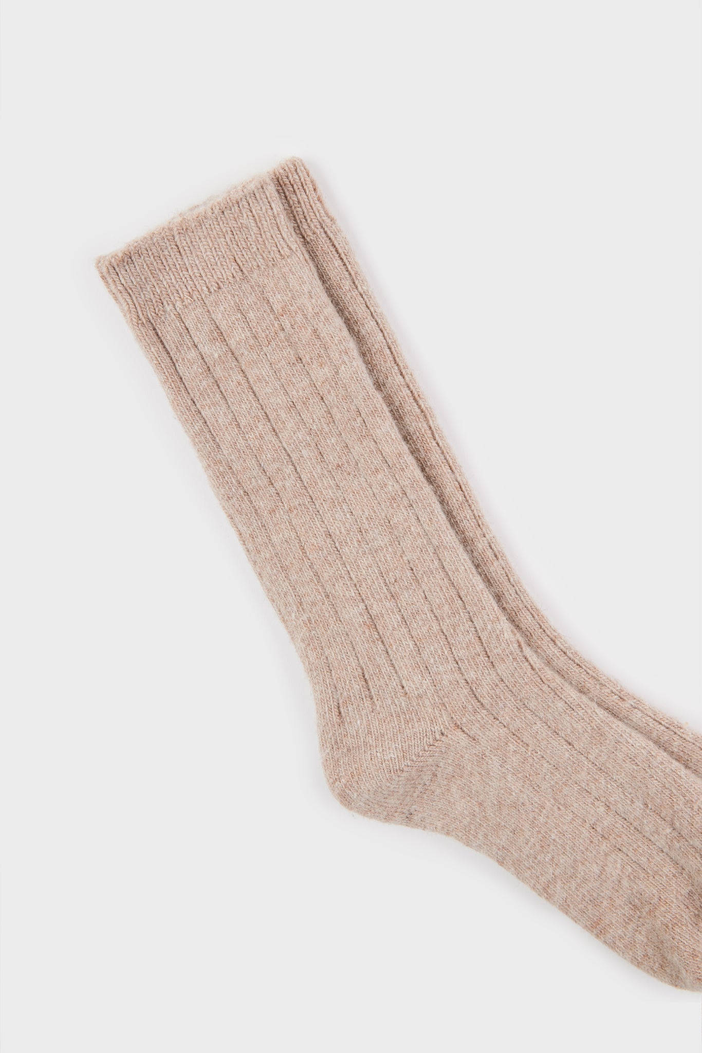Light beige cashmere wool blend thick ribbed socks_4