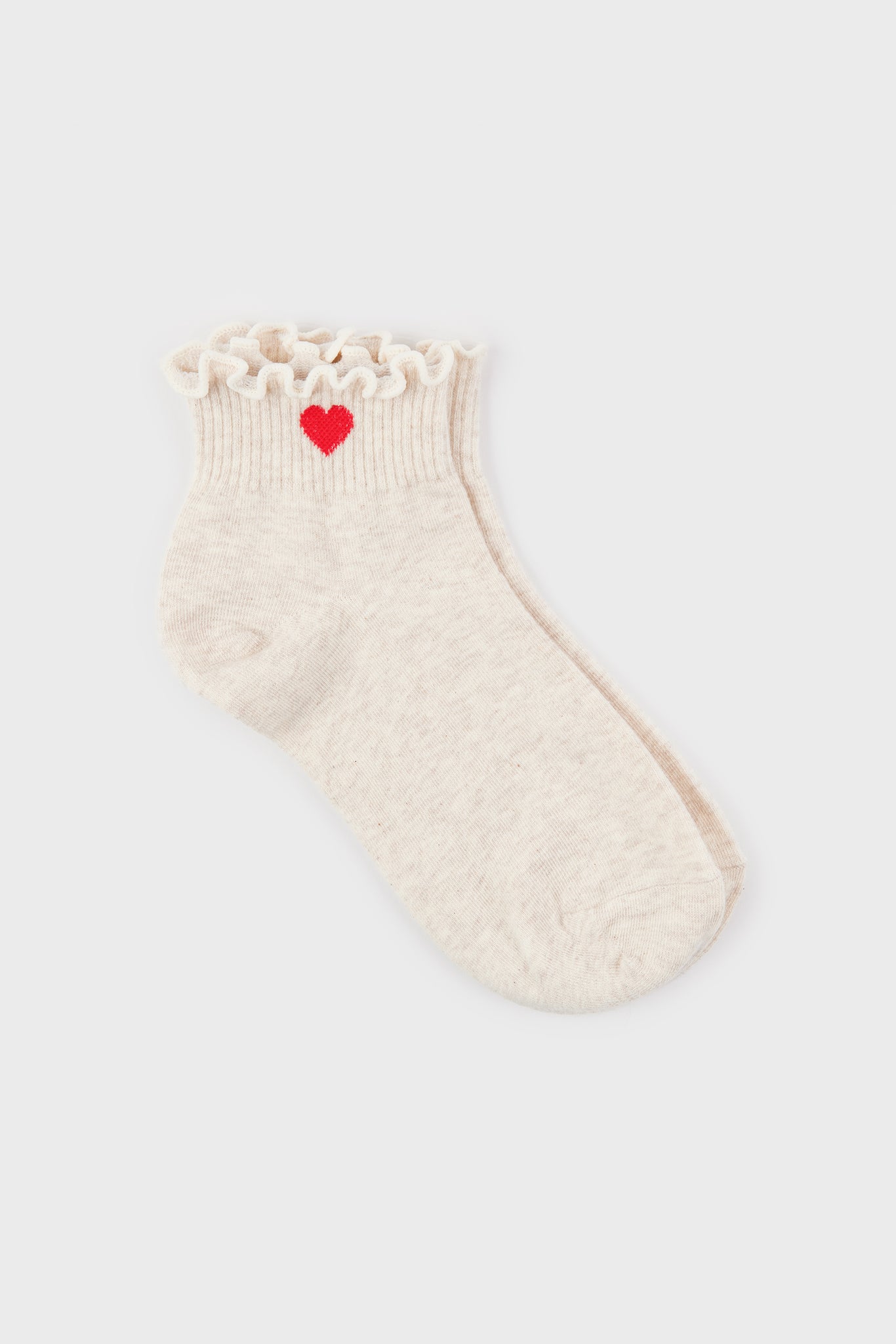 Ruffle trim heart ankle socks - Set of 3_3