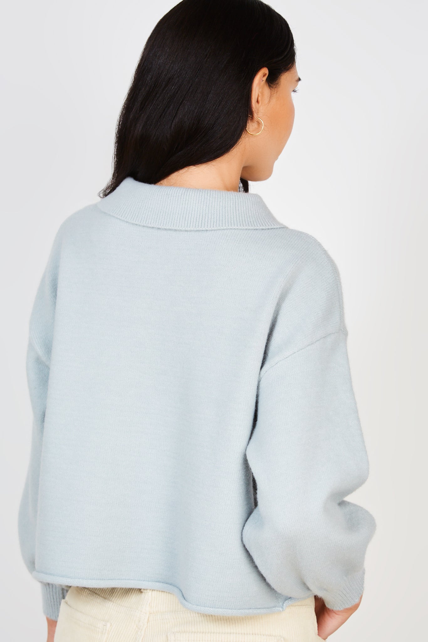 Light blue giant collar button neck jumper_2
