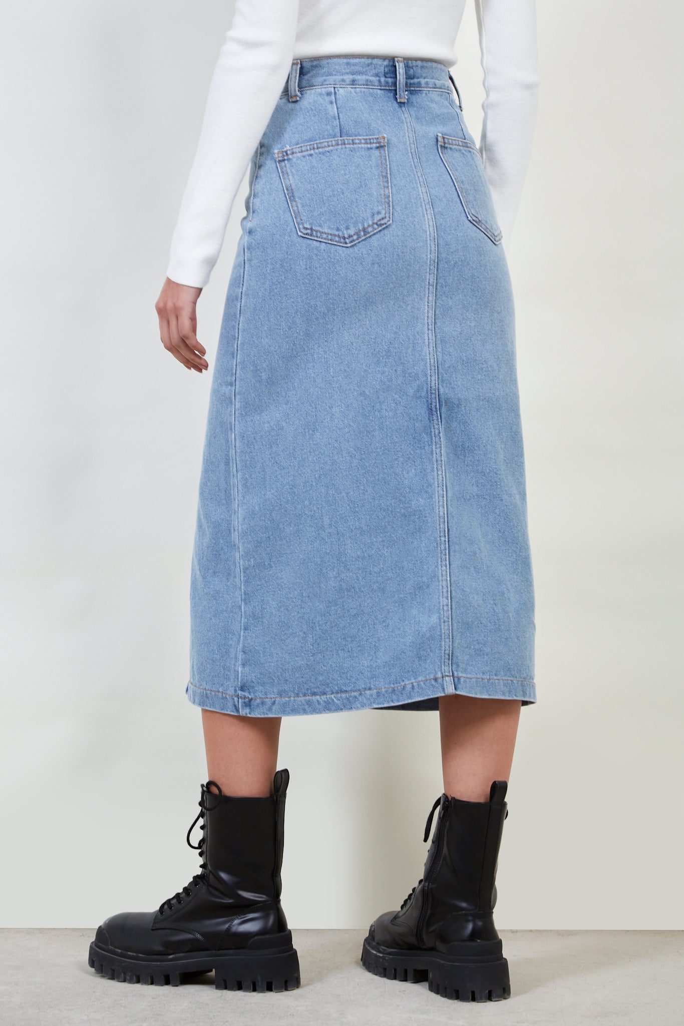 Light blue recycled cotton denim skirt_3